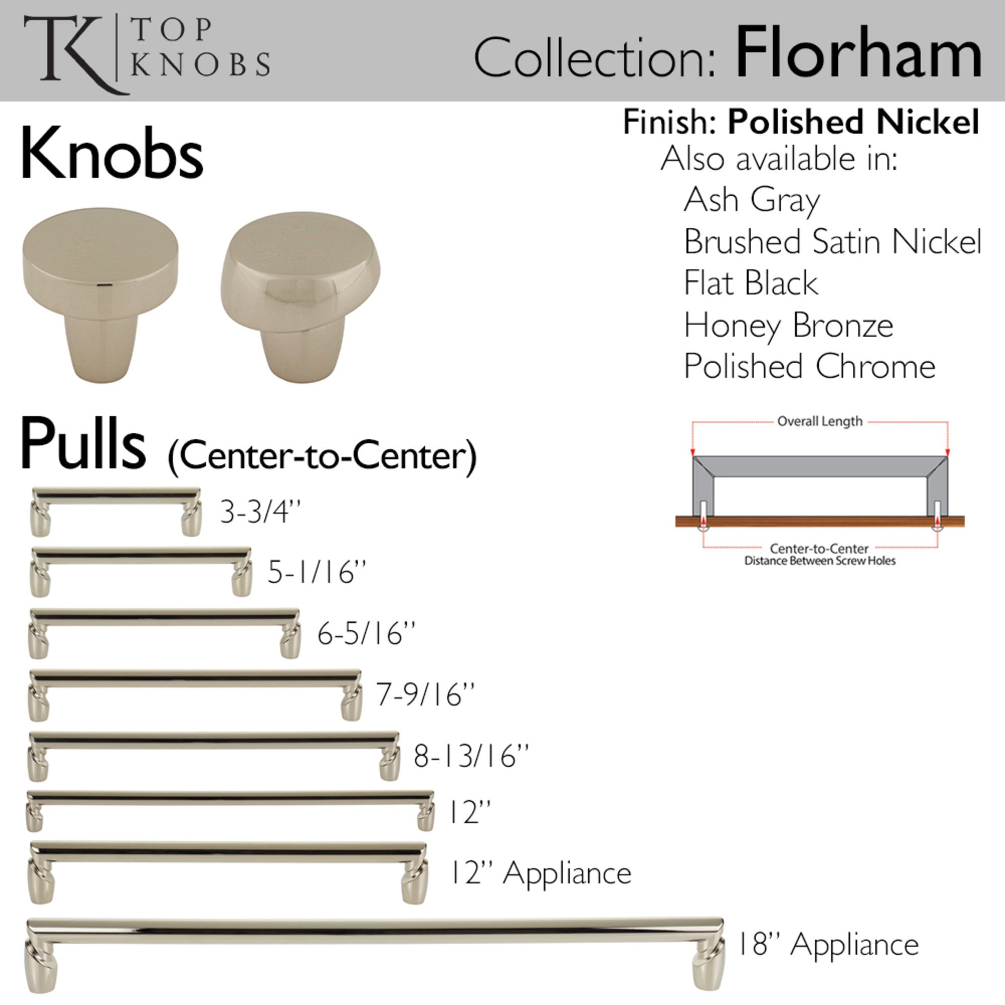 Florham 1 1/4" Diameter Round Knob - Polished Nickel
