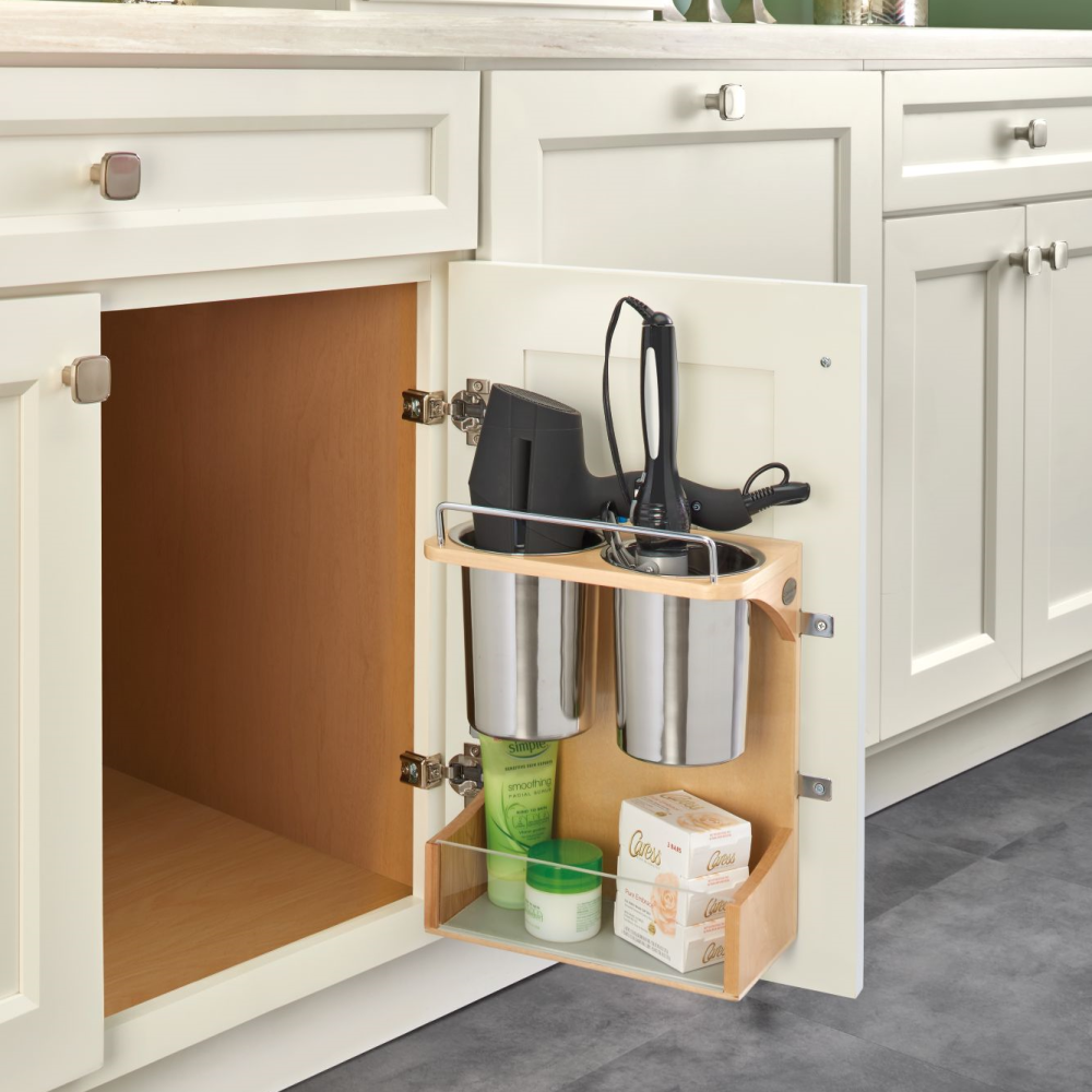 Vanity Cabinet Door Mount Organizer - Designed for a 30"W cabinet with butt doors, but adaptable to various other cabinet door sizes (see specs).
