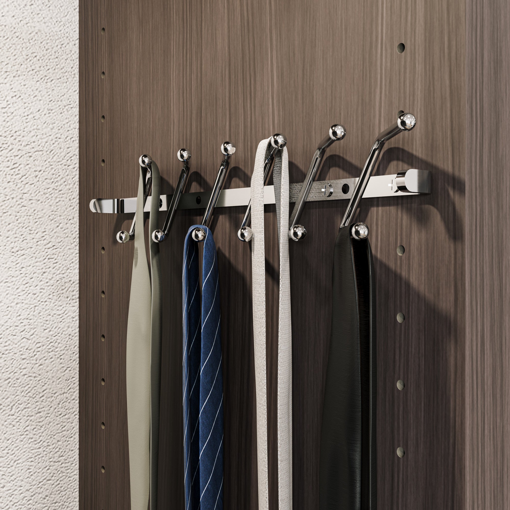 Polished Chrome Screw-Mount Tie Rack