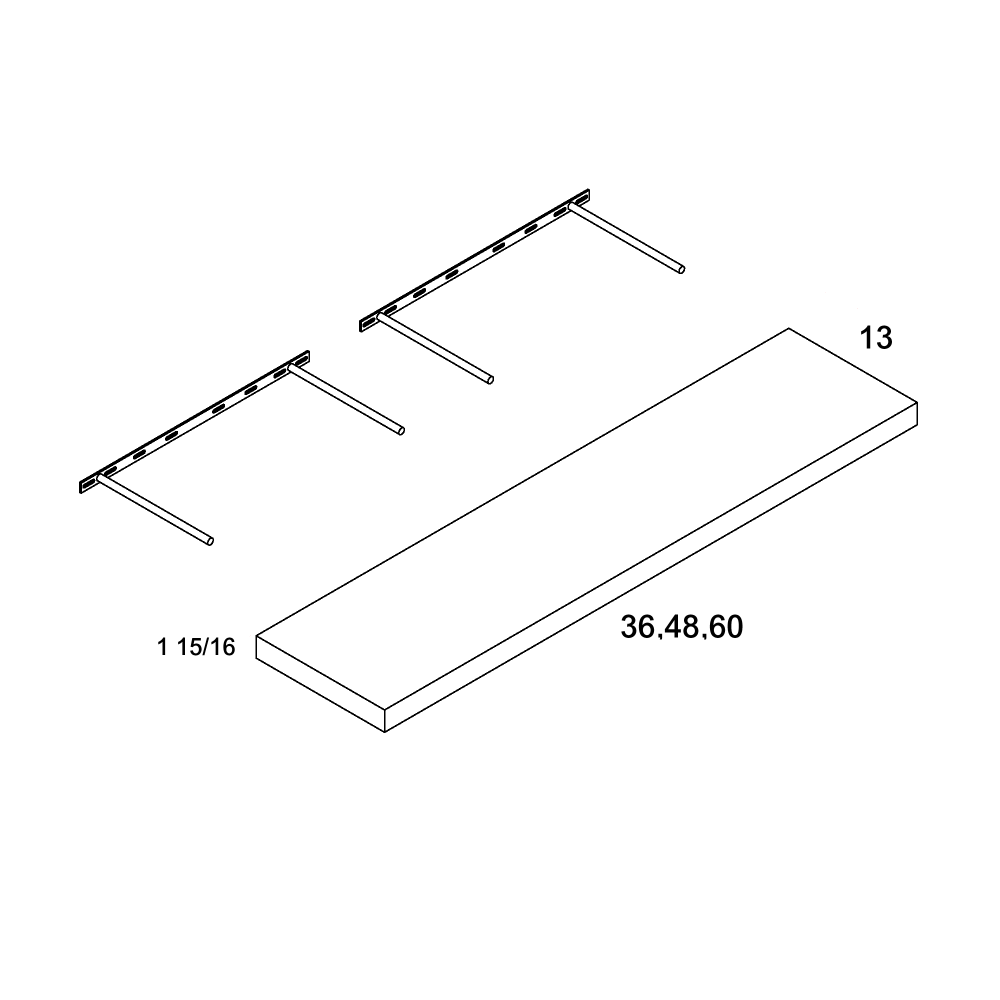 Torino Dark Wood Floating Shelf - official cabinet dimensions