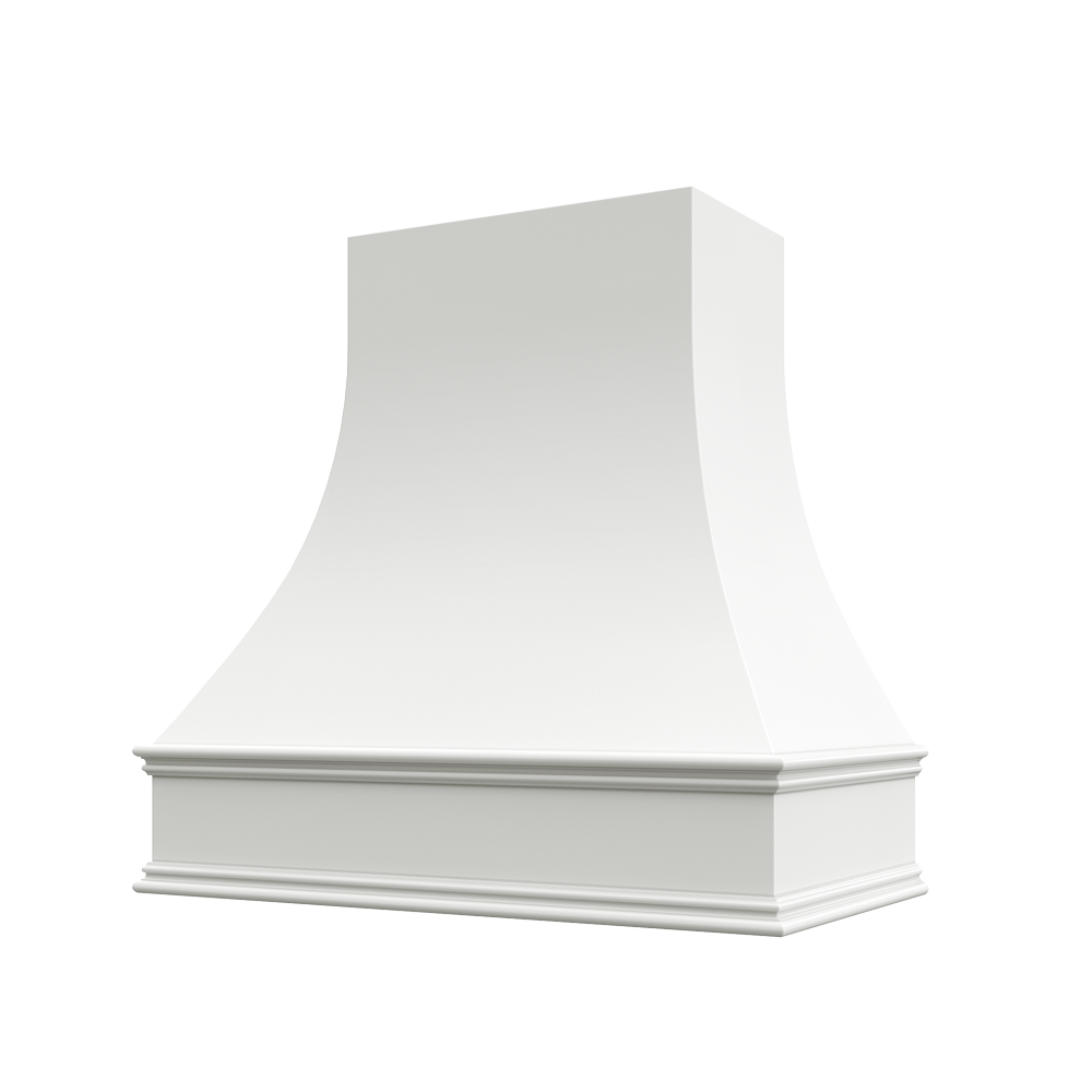 Asheville Curved Classic Moulding Smooth Wood Hood 48W x 48H