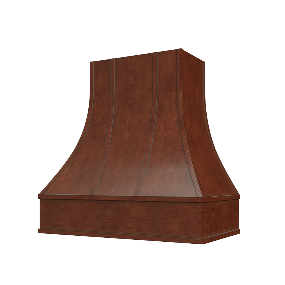 Asheville Curved Flat Moulding Strapped Wood Hood 42W x 36H