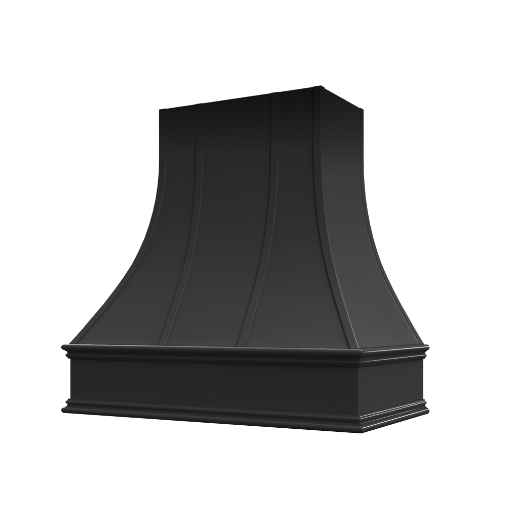 Asheville Curved Classic Moulding Strapped Wood Hood 30W x 36H