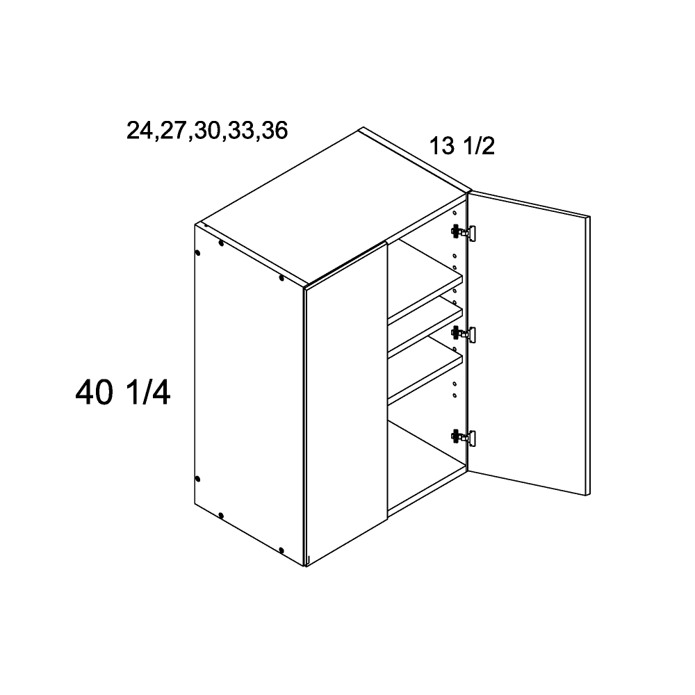 Torino Dark Wood 40 1/4" H Two Door Wall Cabinets - official cabinet dimensions