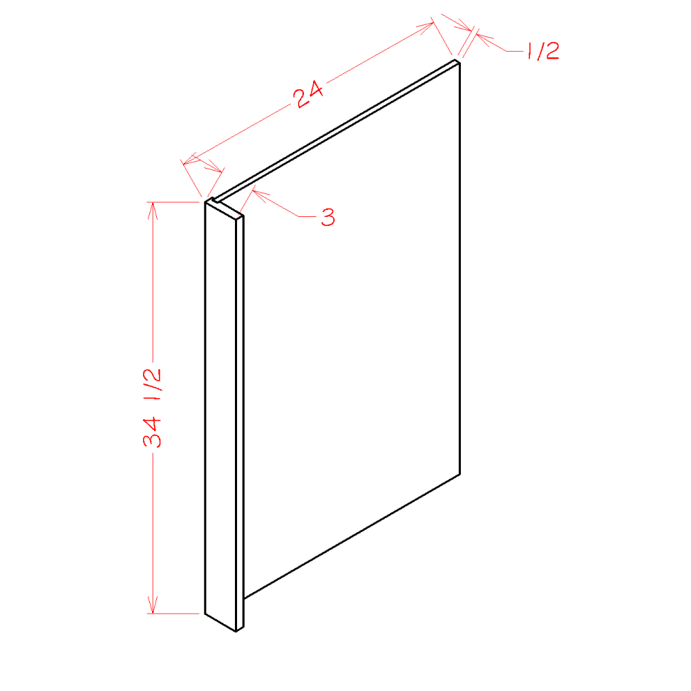 Oxford Cashmere 3" x 34.5" Dishwasher Return Panel (DWR3)