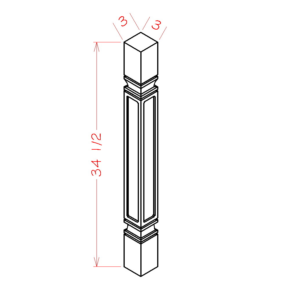Oxford Cashmere 3" x 34.5" Decorative Leg (SQDL)