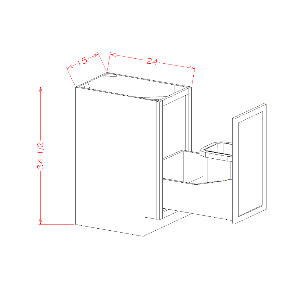 Oxford White 15" x 34.5" Base Trash Cabinet (B15FHTCPO)
