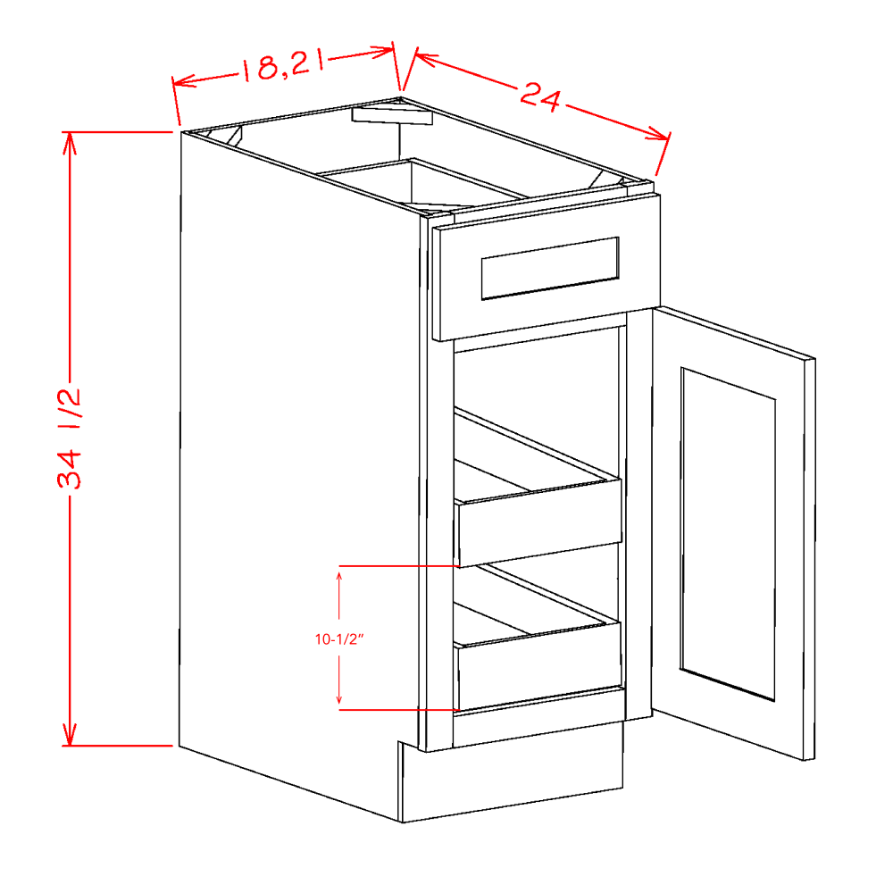 Oxford Mist 21" x 34.5" Base Cabinet (B212RS)