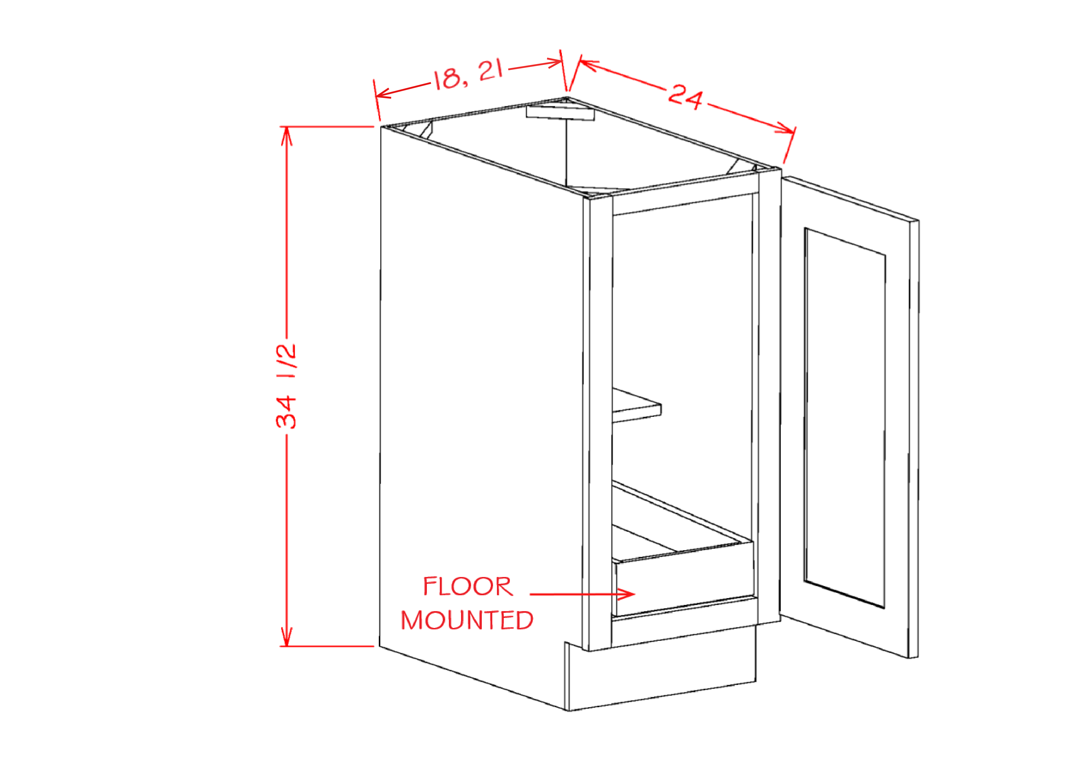 Oxford Mist 18" x 34.5" Base Cabinet (B18FH1RS)