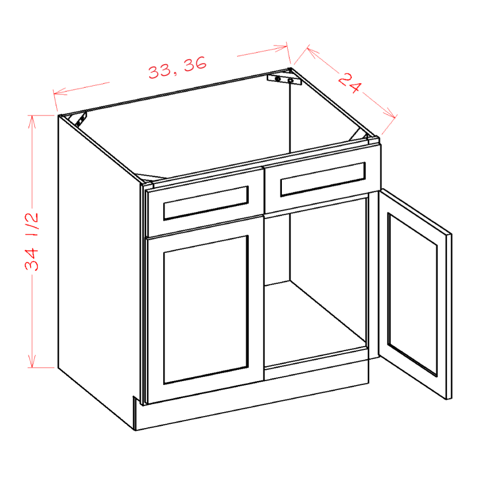 Oxford Mist 33" x 34.5" Base Cabinet (SB33)