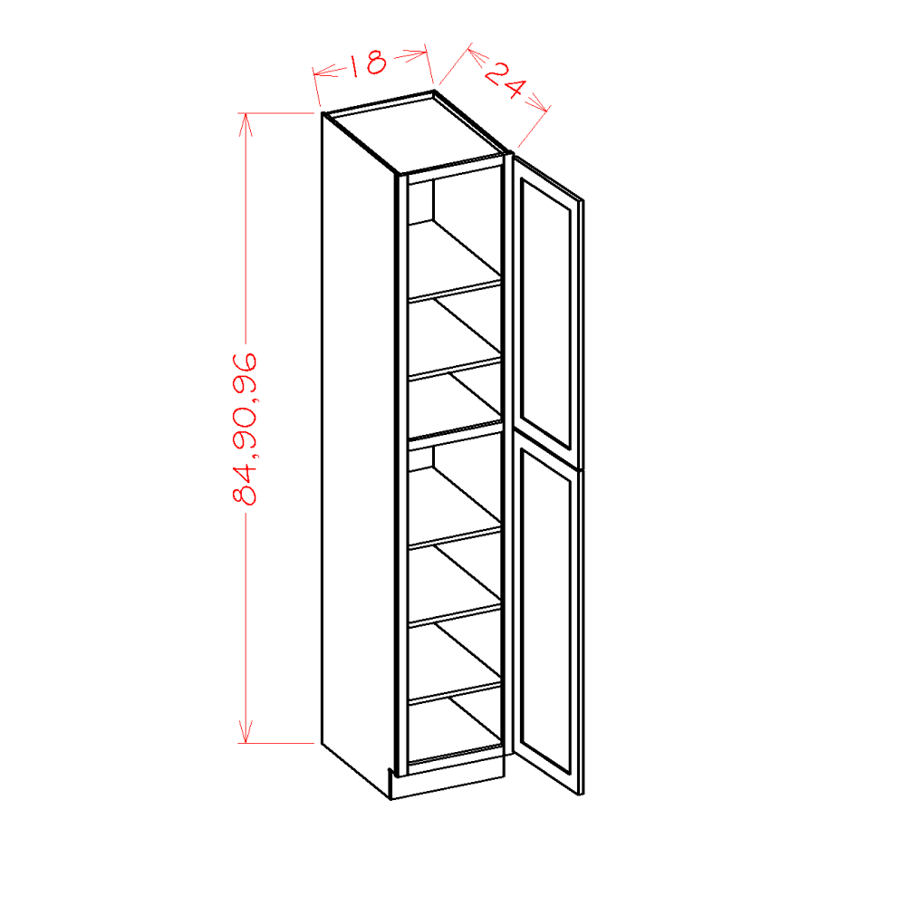 Shaker White 18" x 96" Utility Cabinet (U189624)