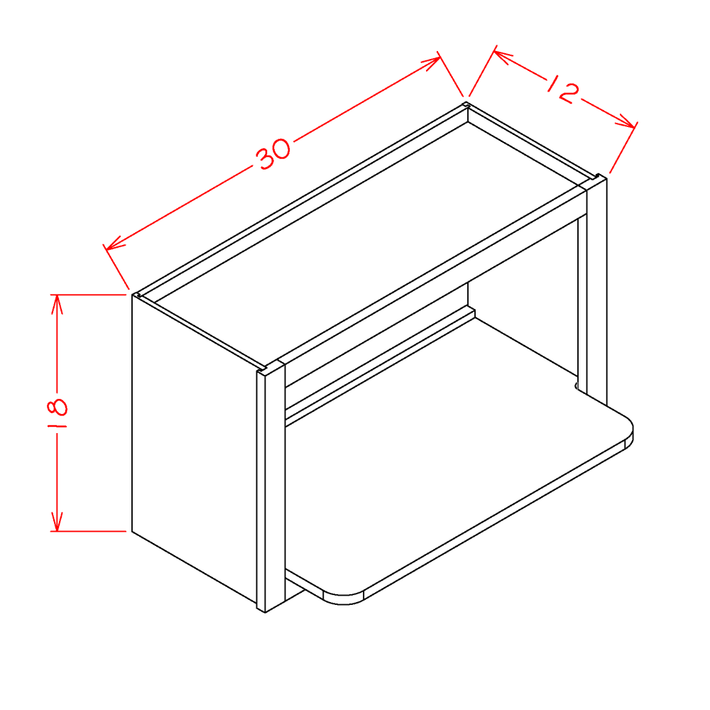 Shaker Unfinished 30" x 18" Microwave Wall Cabinet (WMS3018)