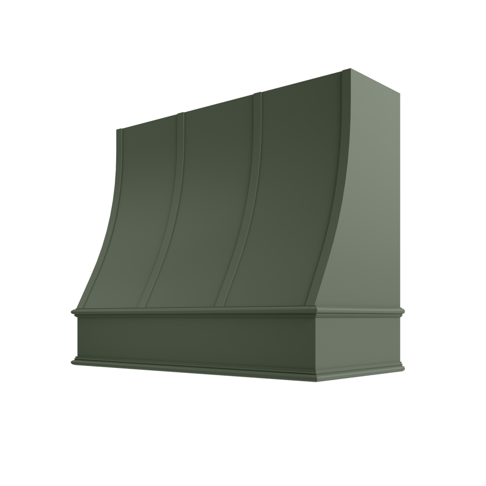 Charlotte Curved Classic Moulding Strapped Wood Hood 48W x 36H