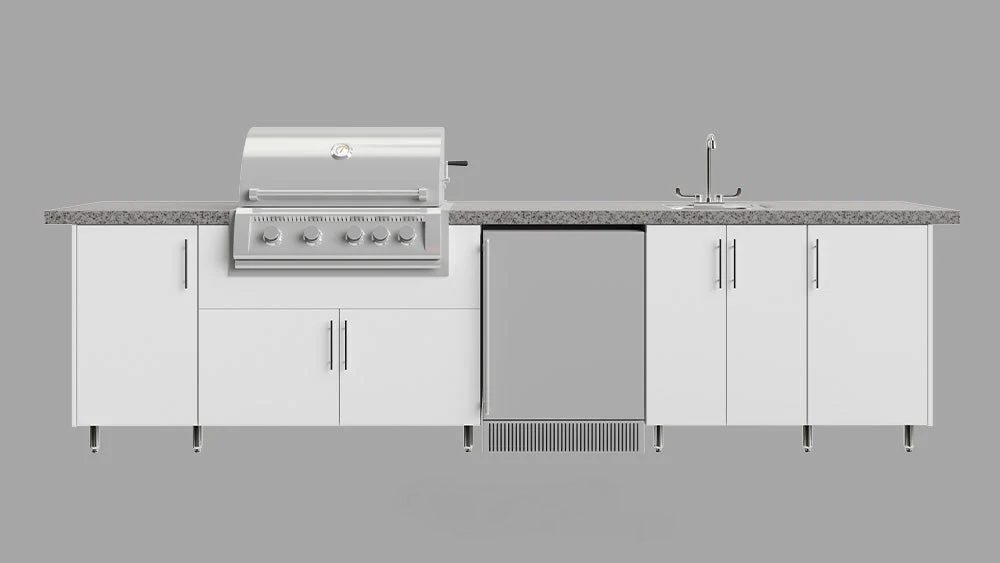 Outdoor Kitchen Island – 8ft – Grill + Fridge Package 3