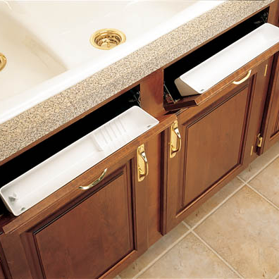 14" White Polymer Tip Out Sink Front Tray Set w/ Hinges Note: Fits an SB36