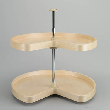 24" Banded Wood Kidney Shape 2-Shelf Lazy Susan Set Note: Double Lazy Susan. Fits a BER33