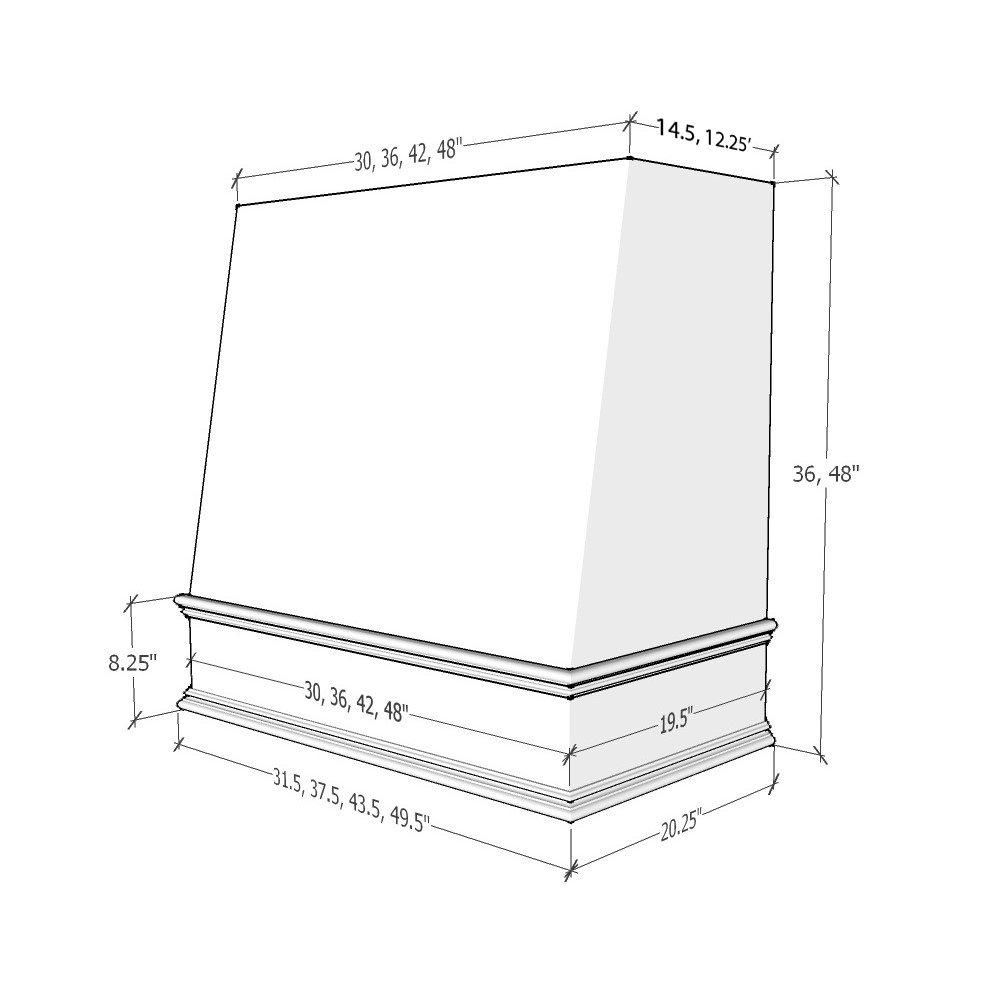 Wilmington Angled Classic Moulding Wood Hood