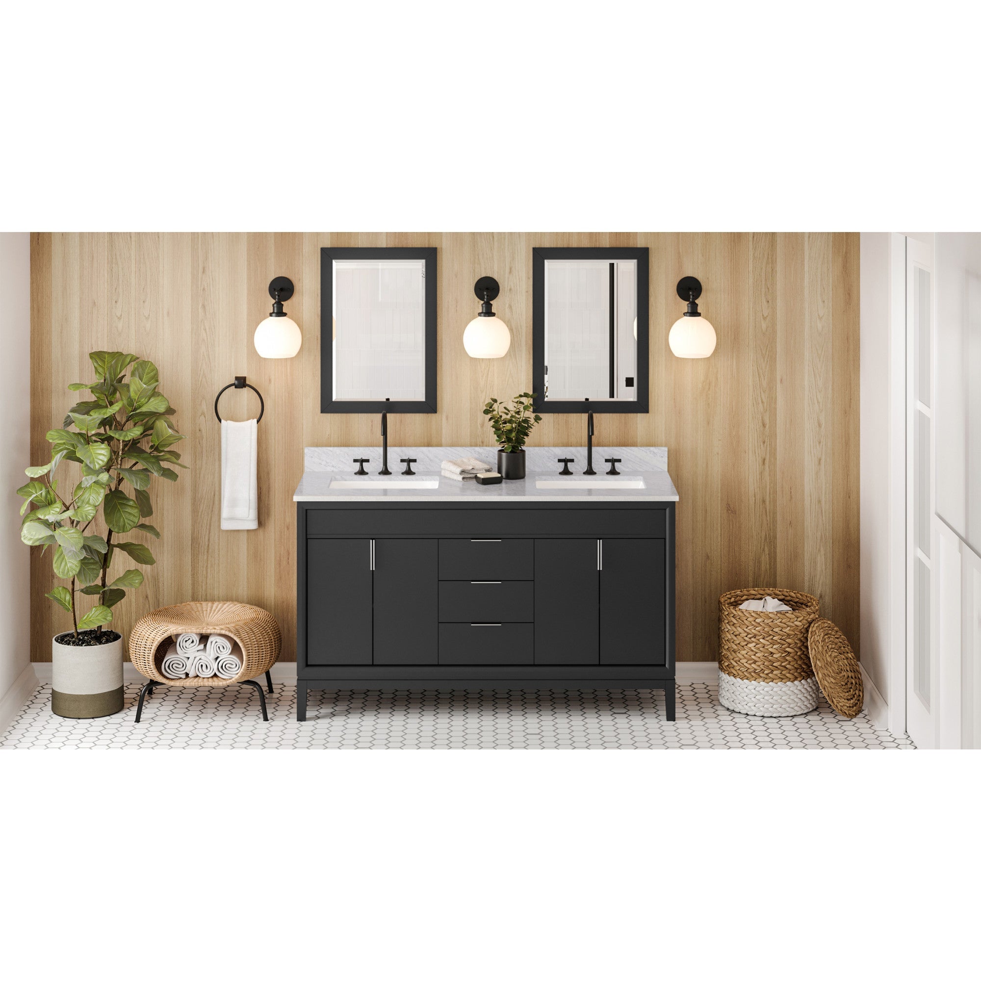 60" Theodora Vanity – Double Bowl – Black