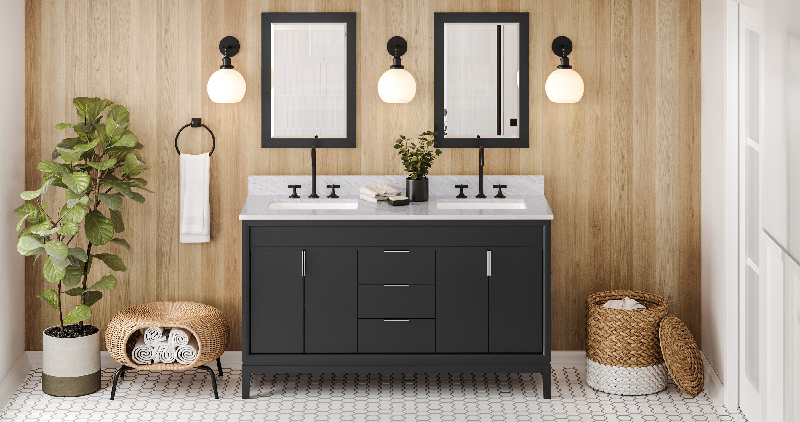60" Theodora Vanity – Double Bowl – Black