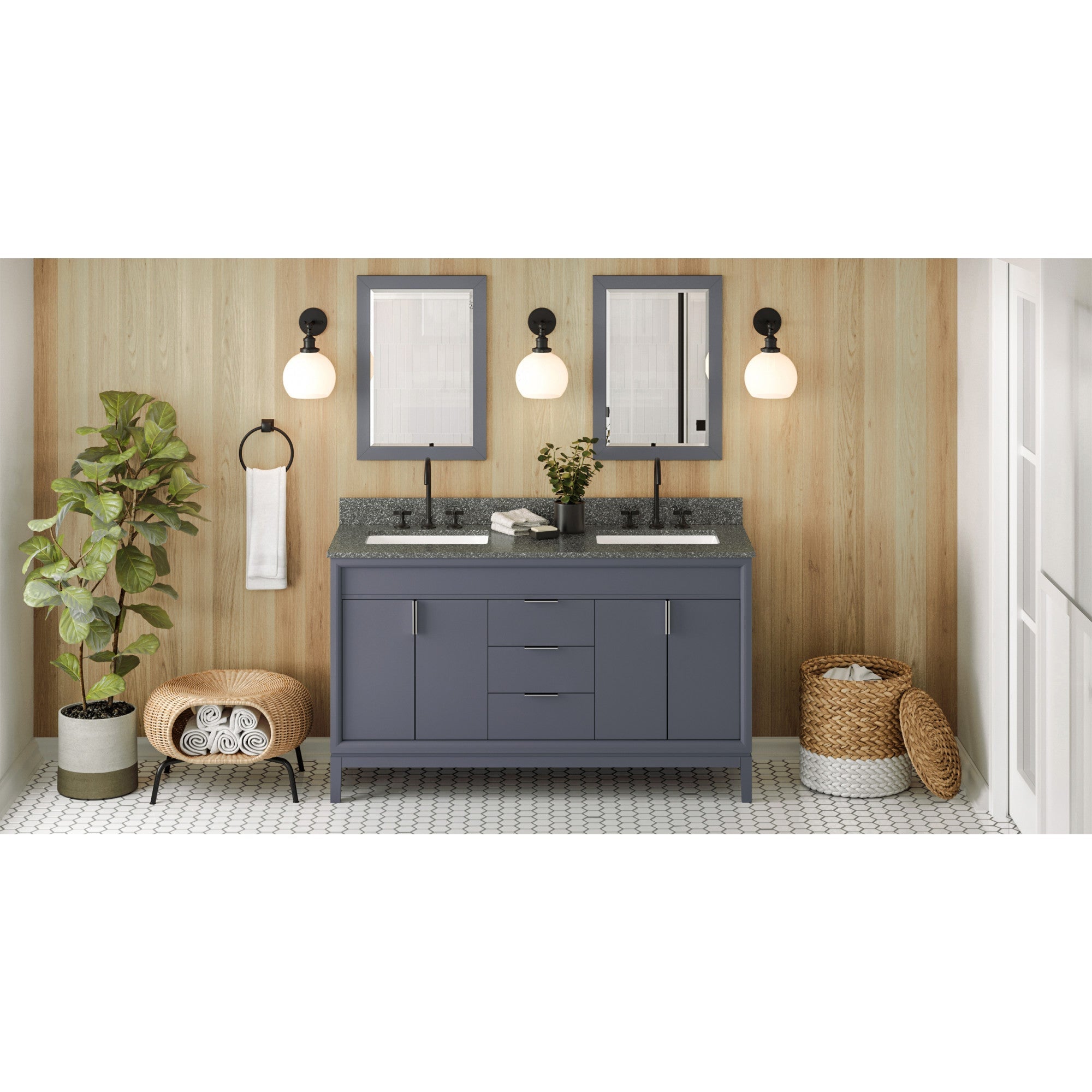 60" Theodora Vanity – Double Bowl – Blue Steel