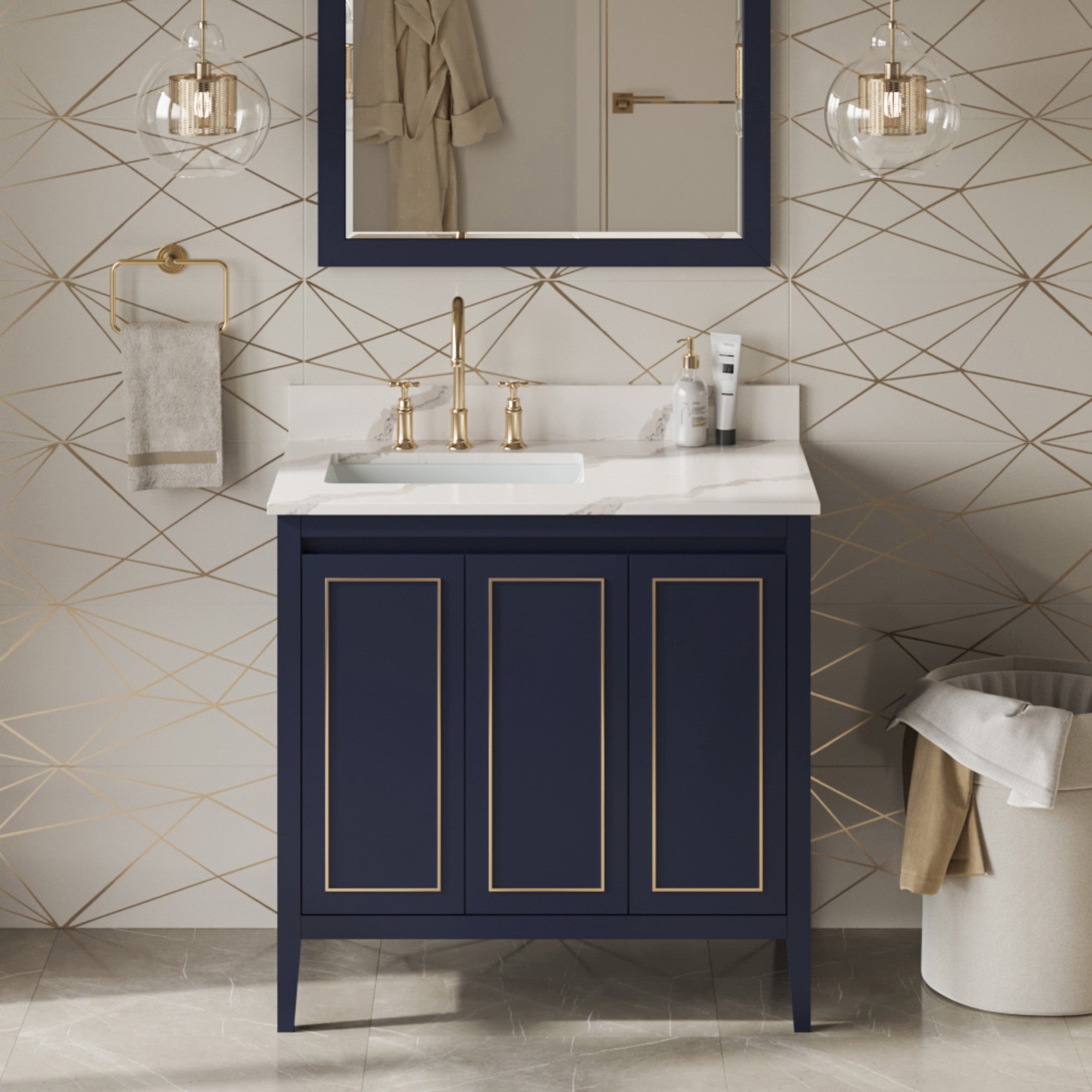 36" Percival Vanity – Left Offset – Hale Blue