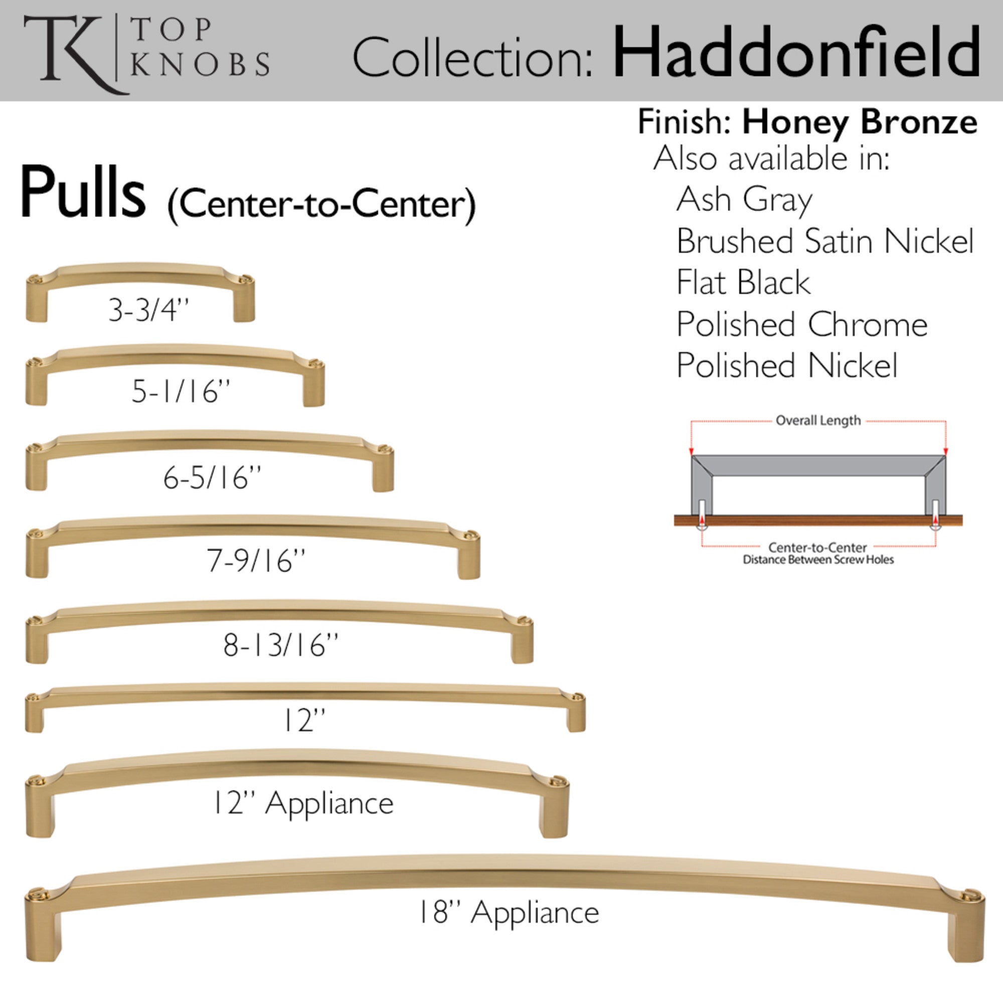 Haddonfield 18" Center to Center Appliance Pull - Honey Bronze
