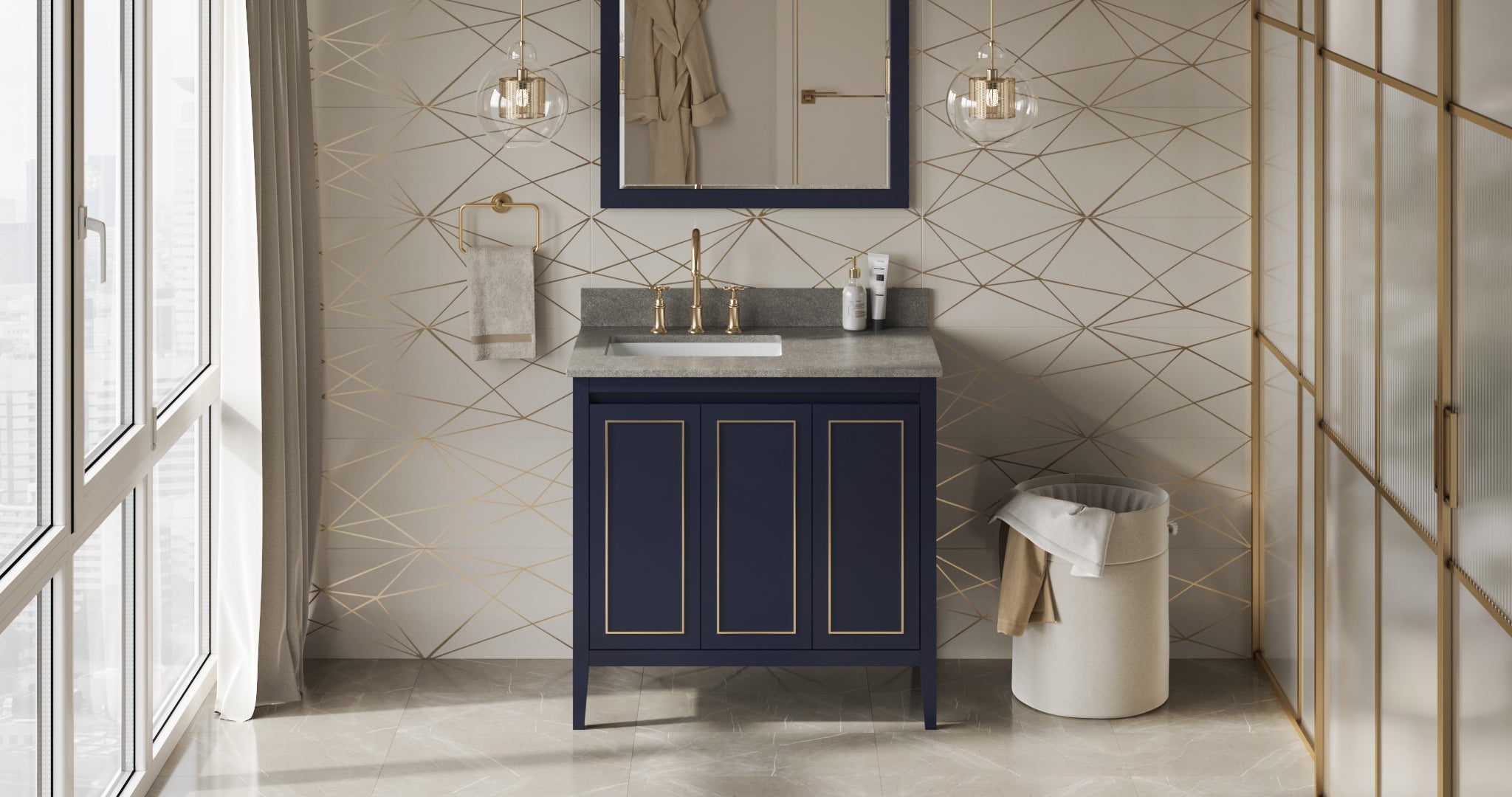 36" Percival Vanity – Left Offset – Hale Blue