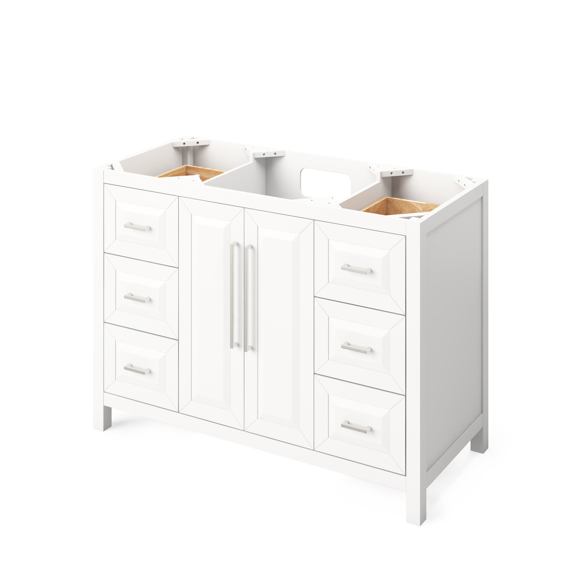 48" White Cade Vanity, Steel Grey Cultured Marble Vanity Top, undermount rectangle bowl