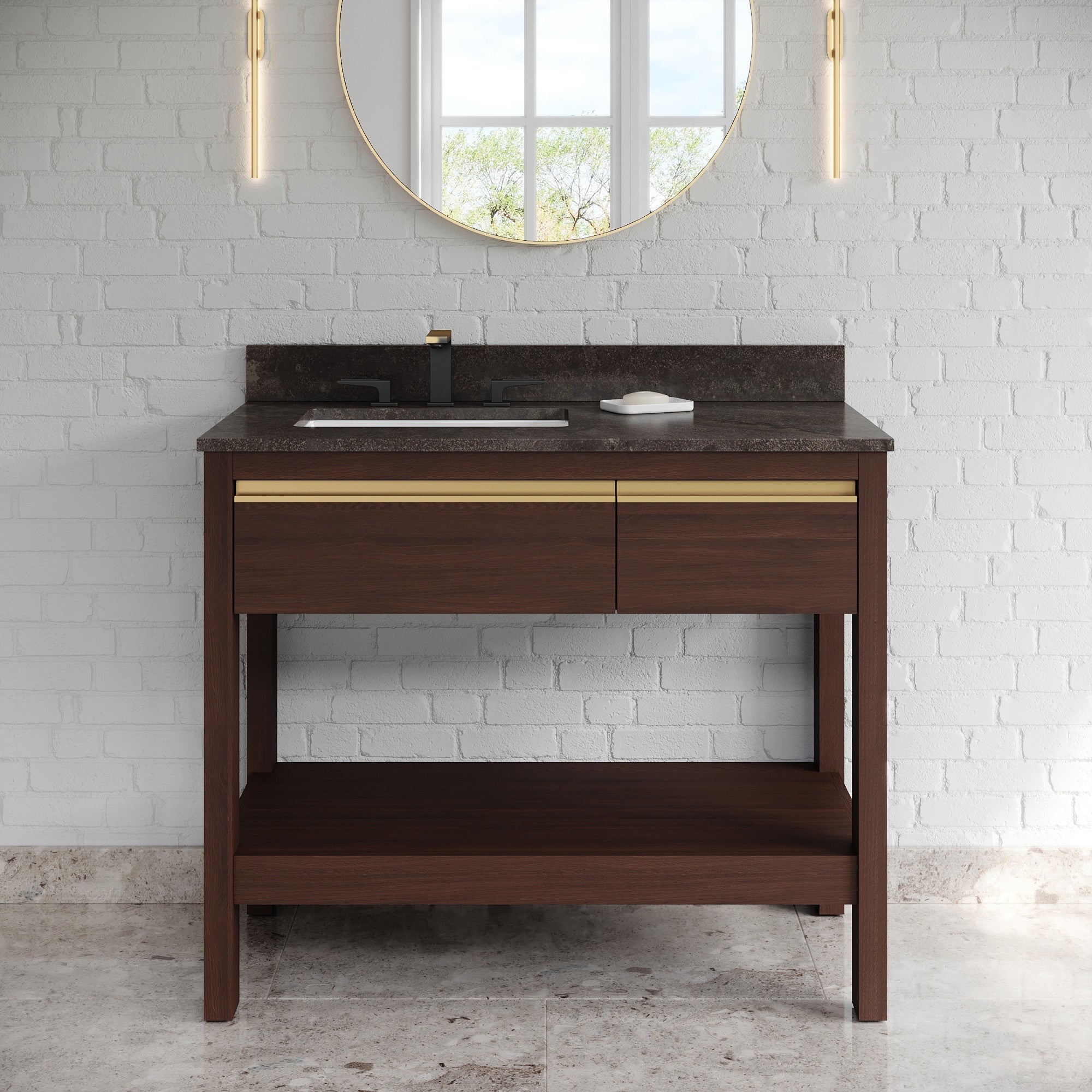 42" Jubilee Vanity – Left Offset – Dark Walnut