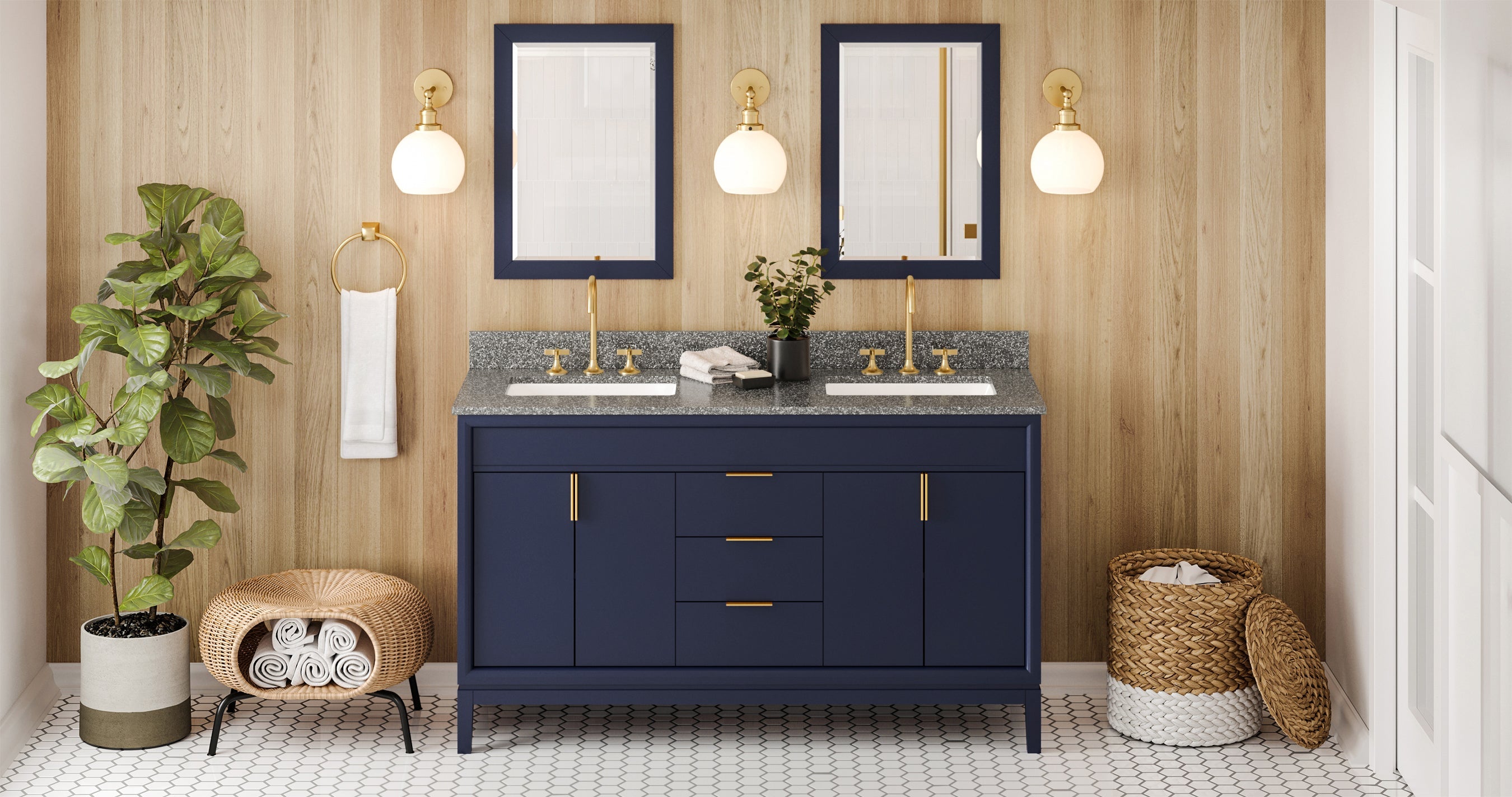 60" Theodora Vanity – Double Bowl – Hale Blue