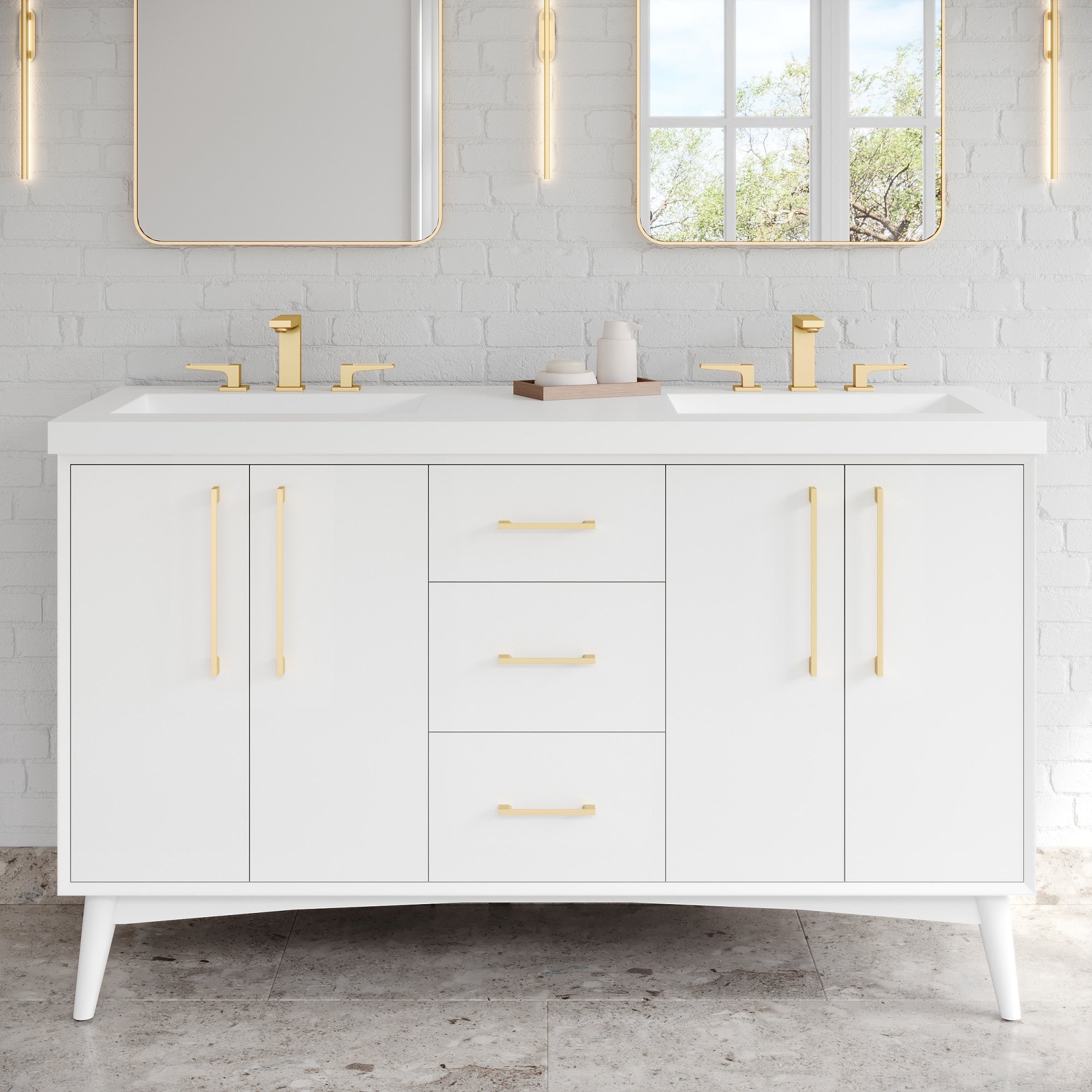 60" Dashwood Vanity – Double Bowl – White