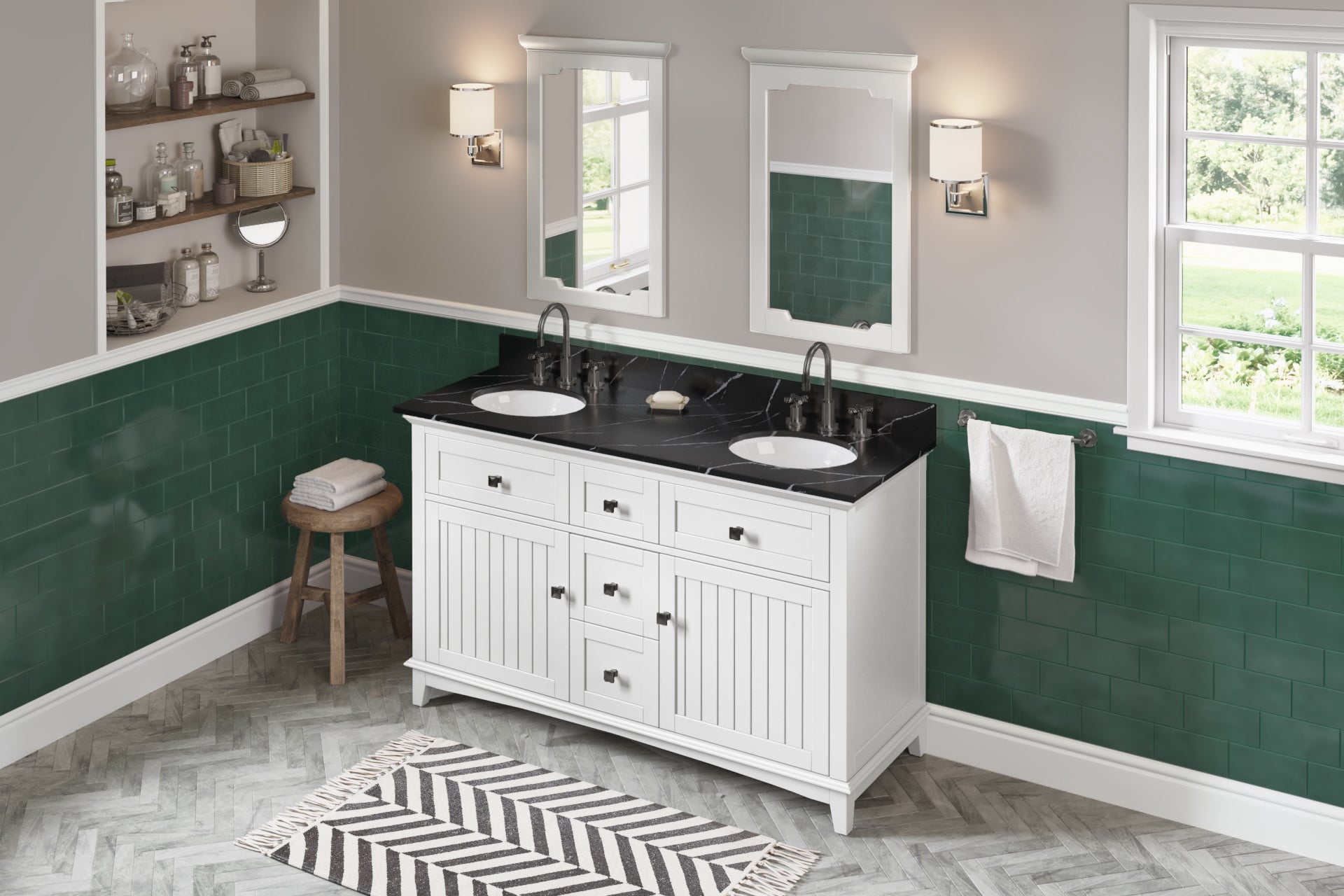 60" Savino Vanity – Double Bowl – White