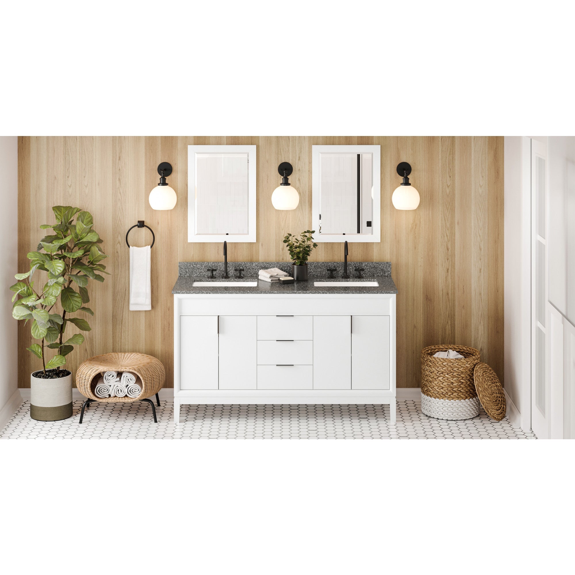 60" Theodora Vanity – Double Bowl – White