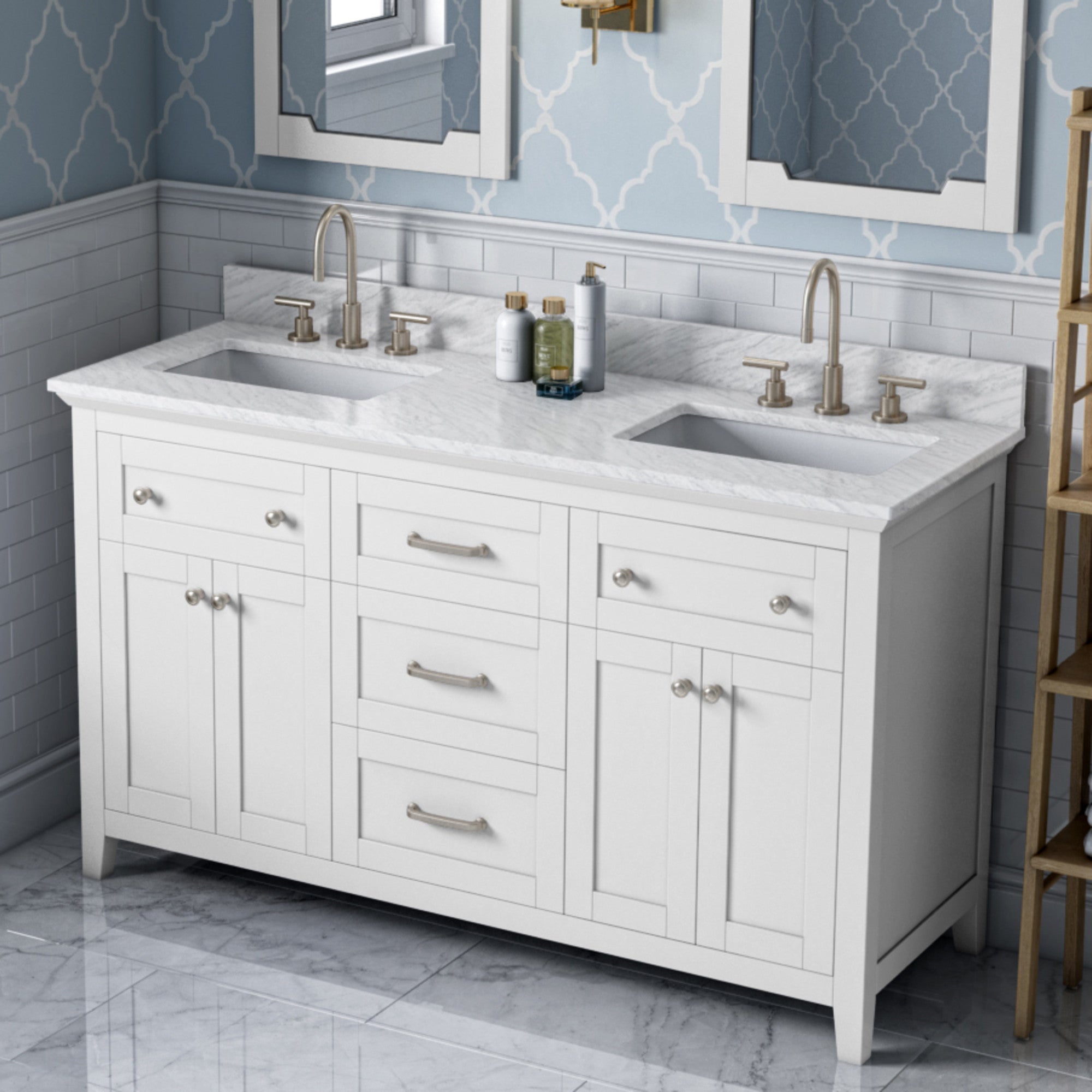 60" Chatham Vanity – Double Bowl – White