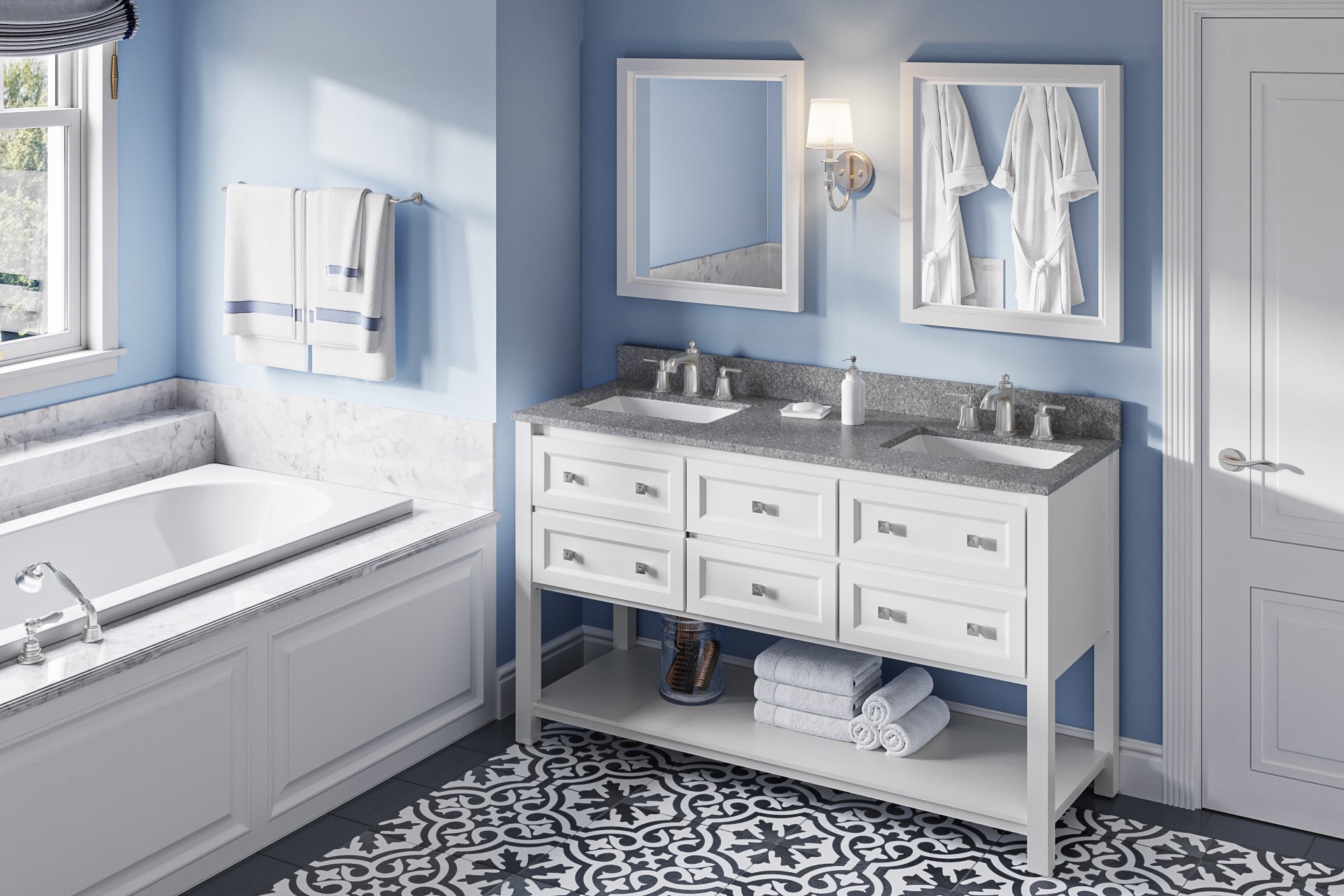 60" Adler Vanity – Double Bowl – White