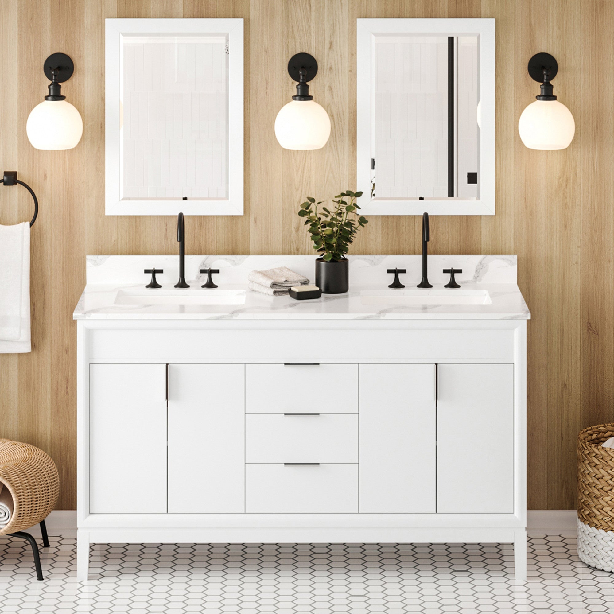60" Theodora Vanity – Double Bowl – White