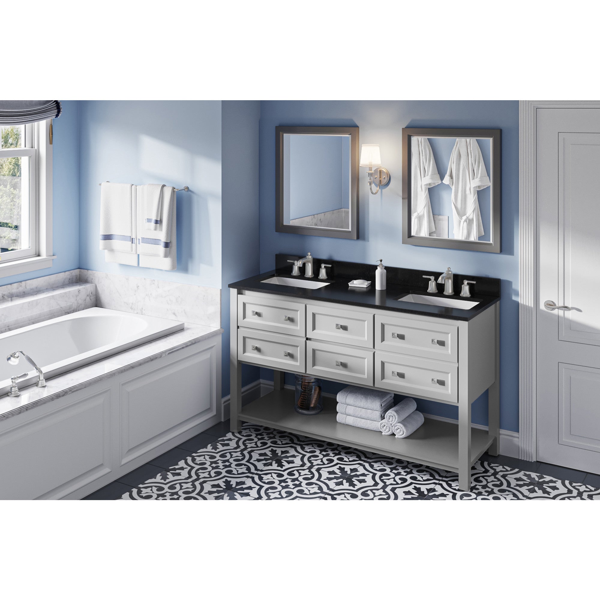 60" Adler Vanity – Double Bowl – Grey