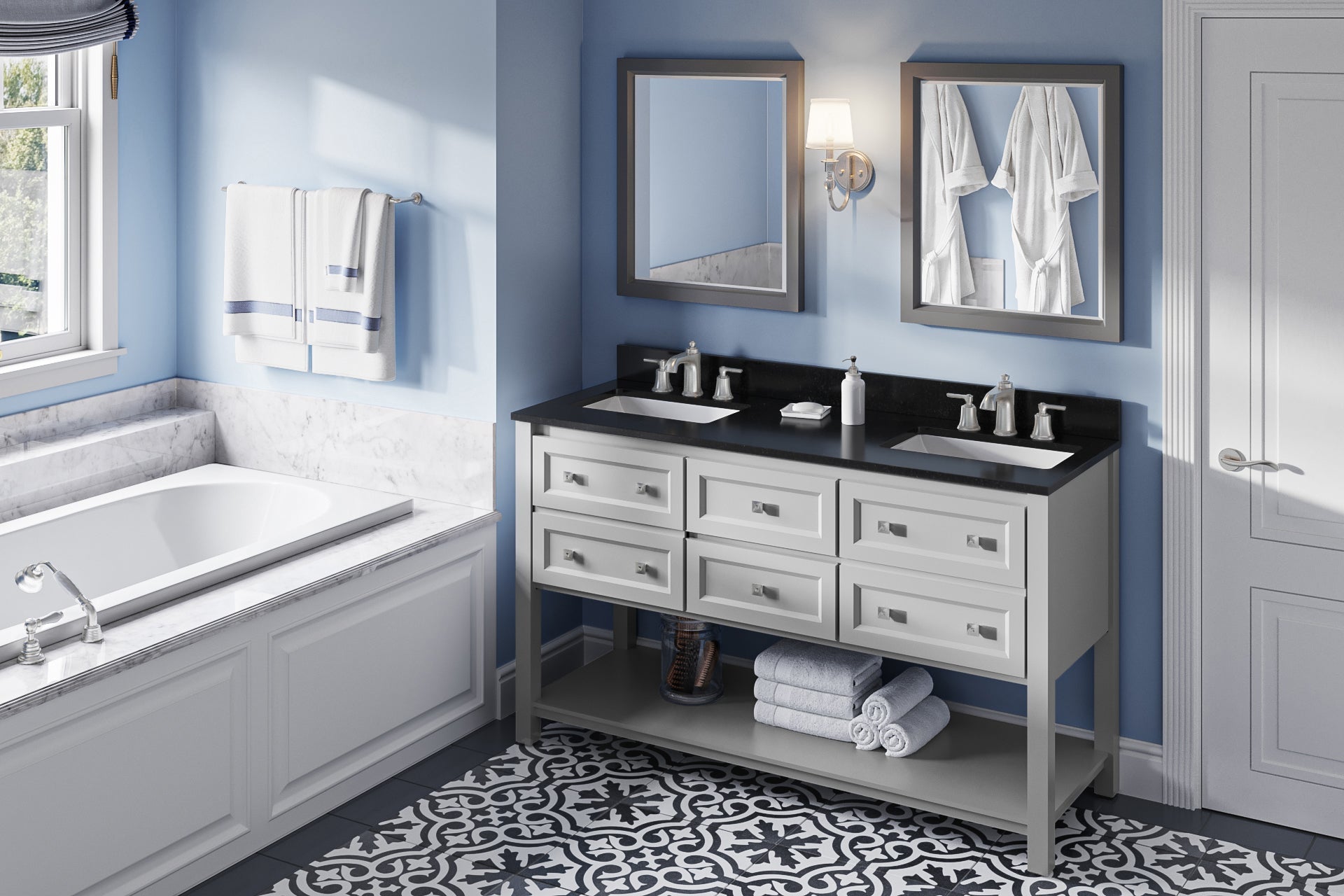 60" Adler Vanity – Double Bowl – Grey