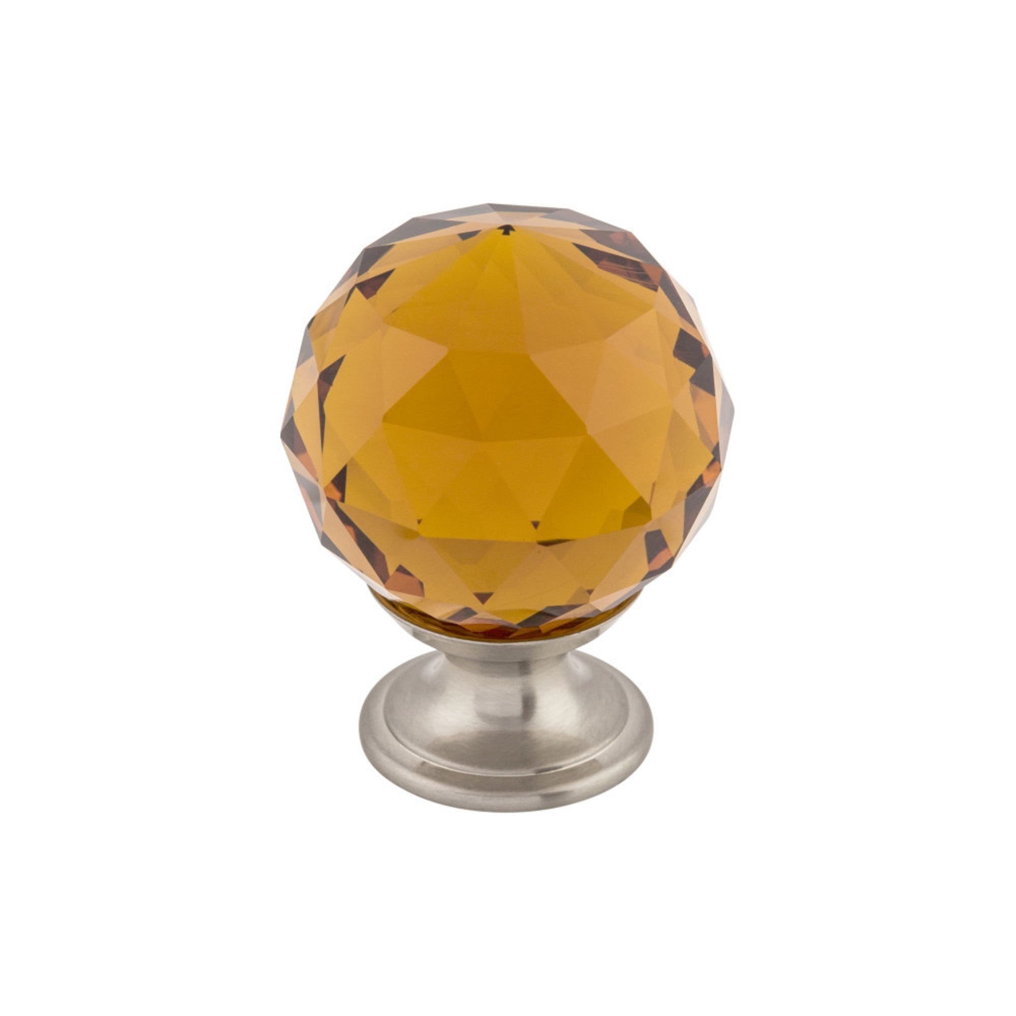 Wine Crystal 1 3/8" Diameter Round Knob - Brushed Satin Nickel