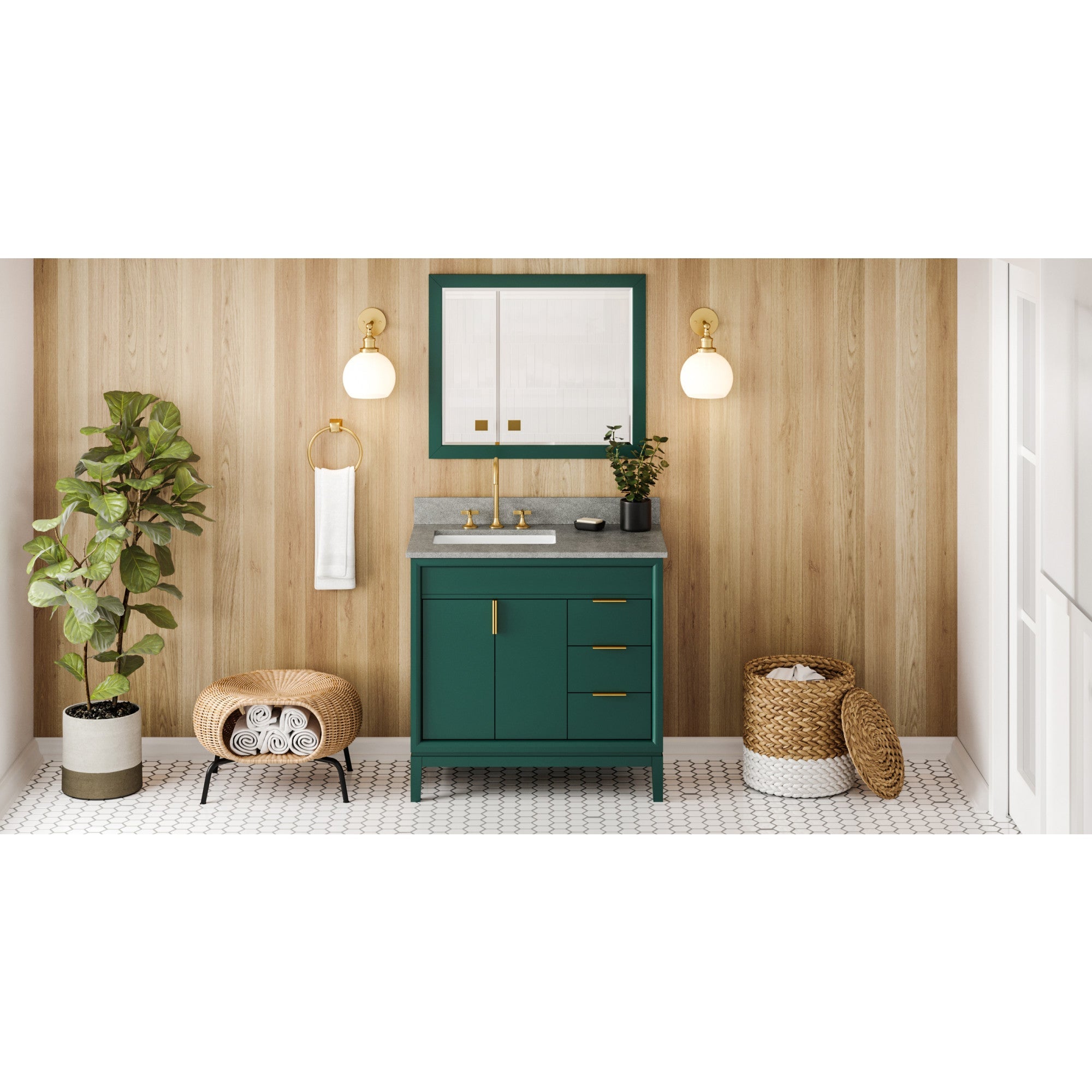 36" Theodora Vanity – Left Offset – Forest Green