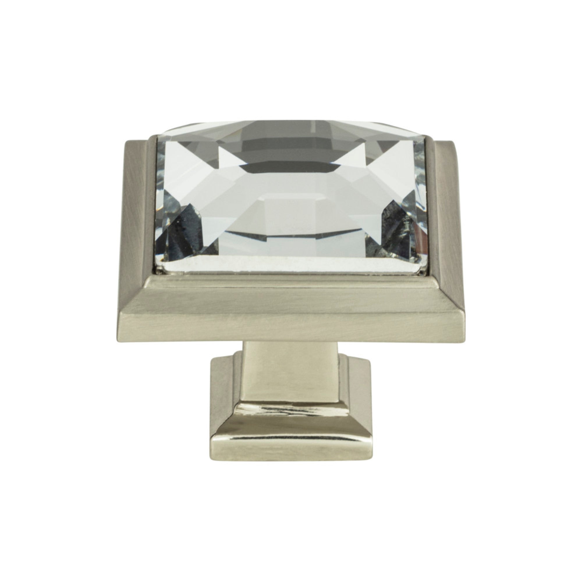 Legacy Crystal Square Knob - Brushed Nickel