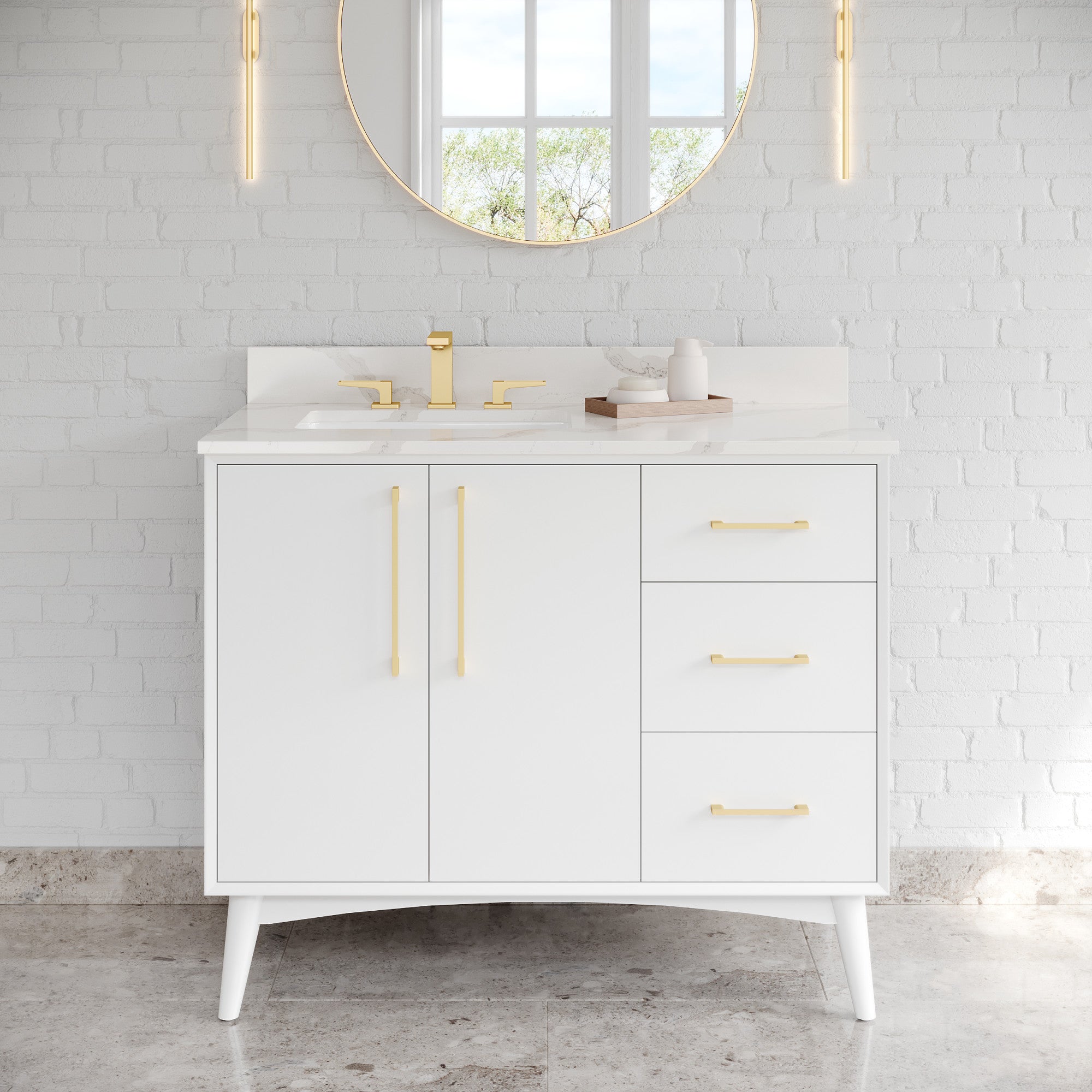 42" Dashwood Vanity – Left Offset – White