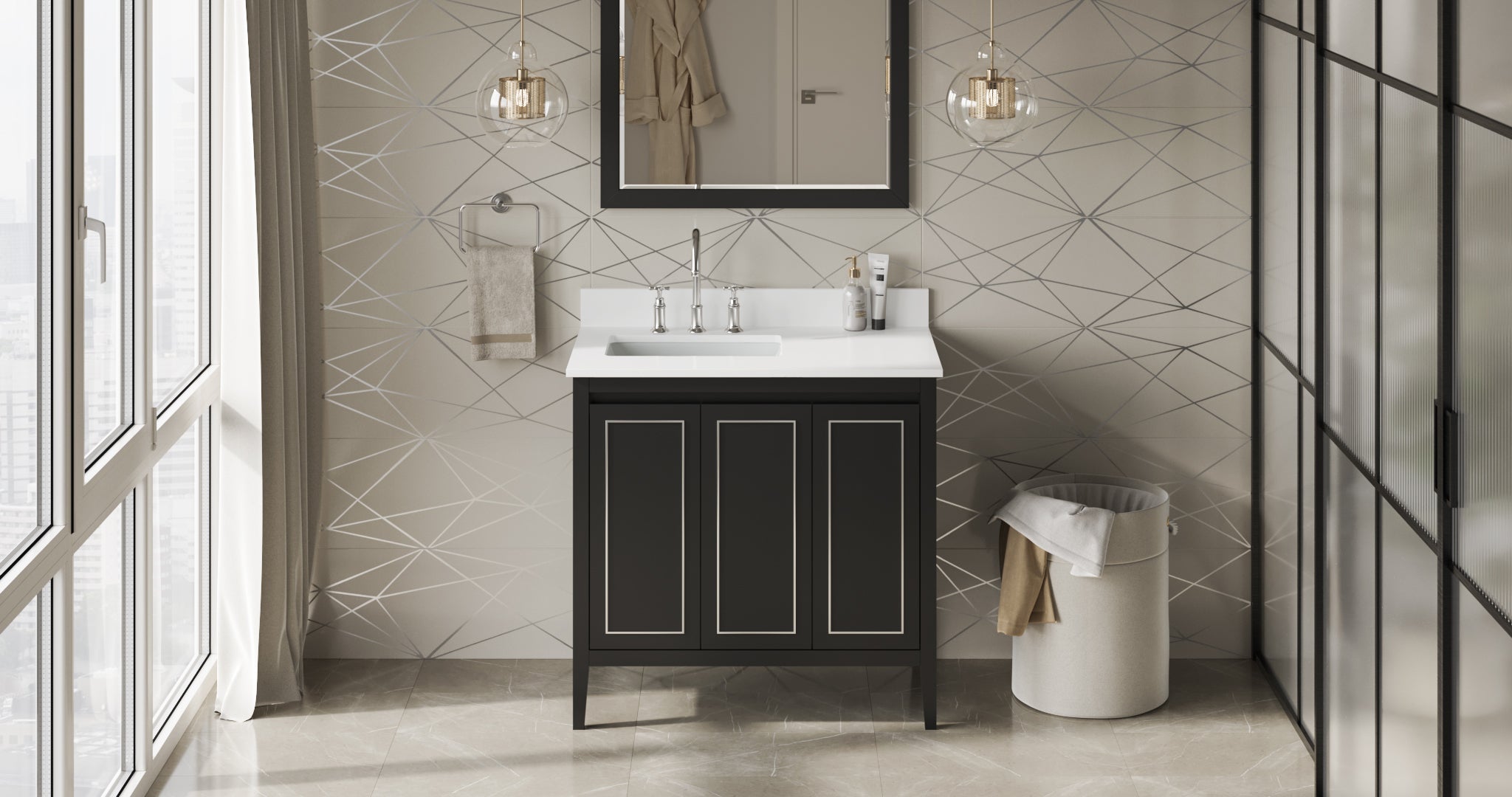 36" Percival Vanity – Left Offset – Black