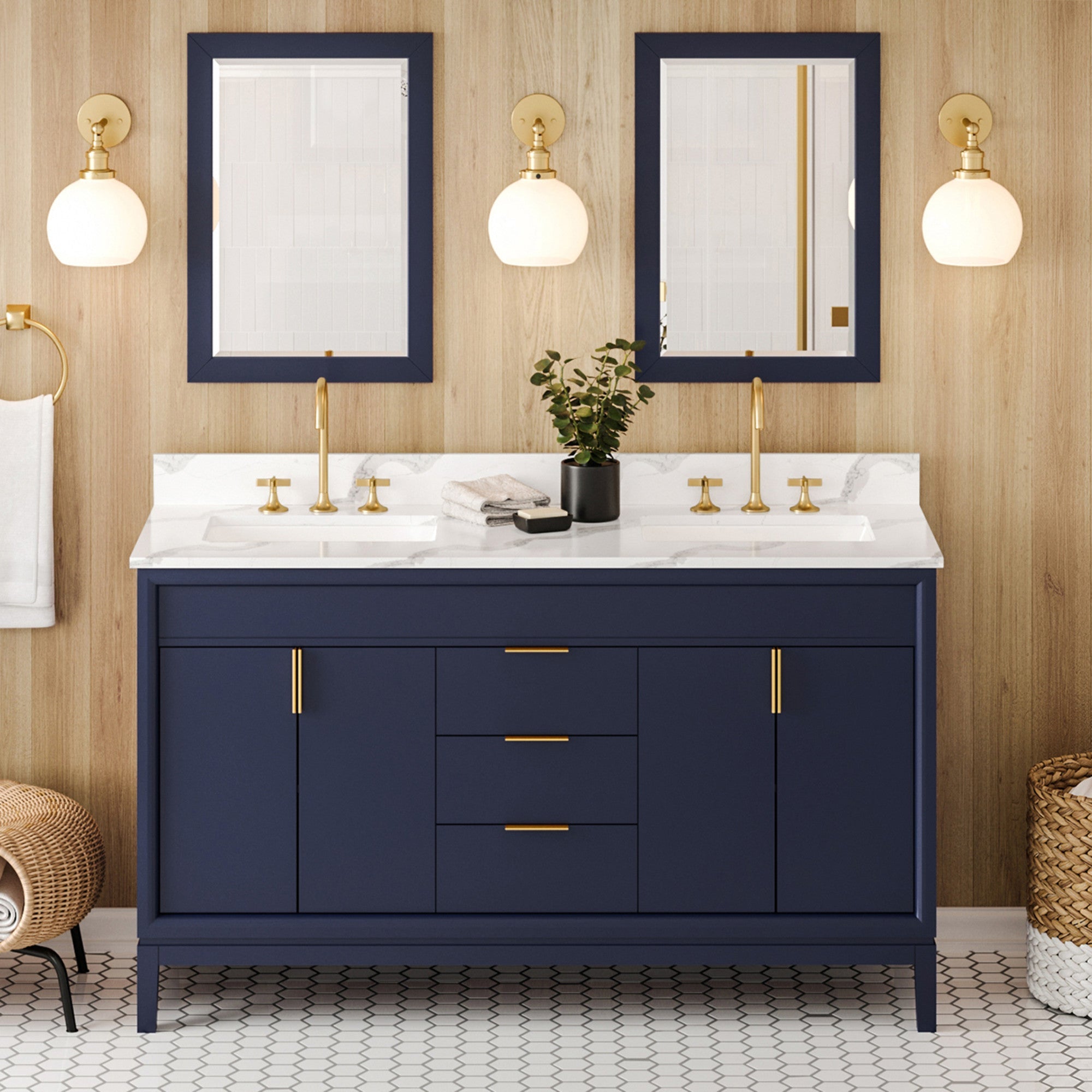 60" Theodora Vanity – Double Bowl – Hale Blue