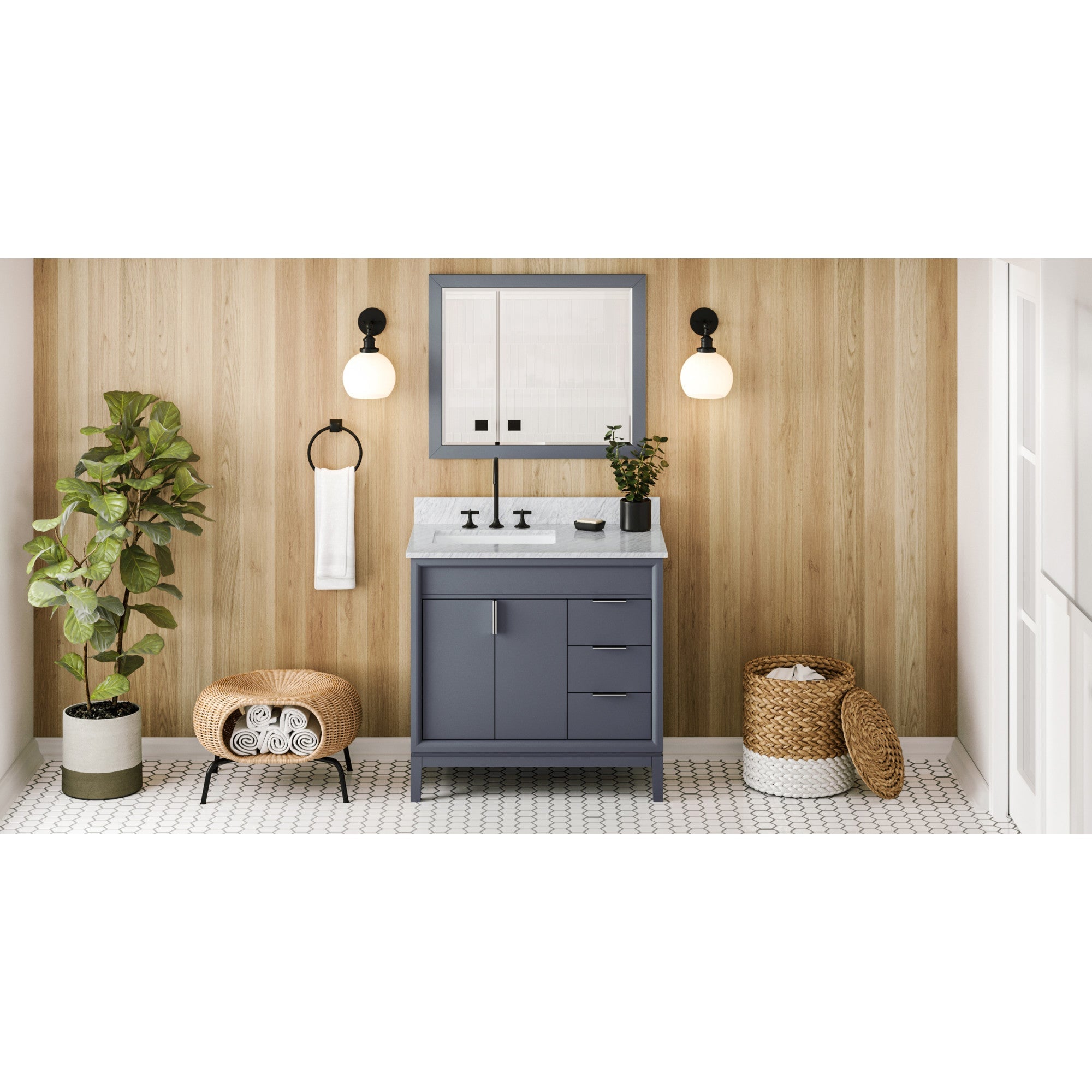 36" Theodora Vanity – Left Offset – Blue Steel
