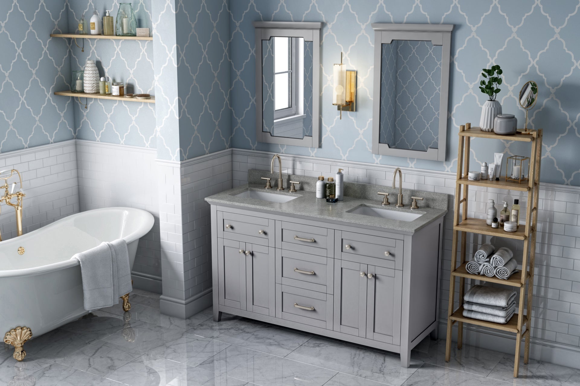 60" Chatham Vanity – Double Bowl – Grey