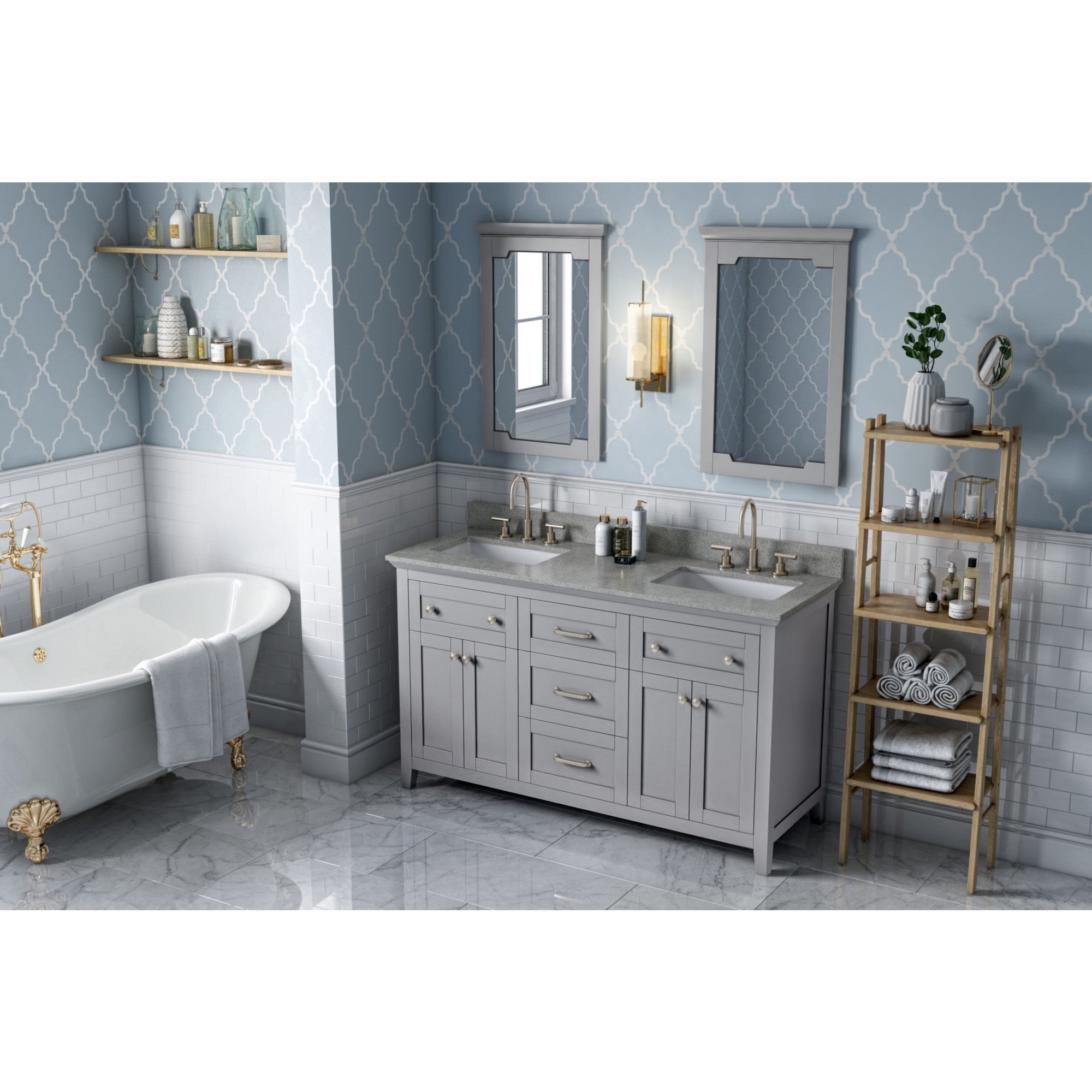 60" Chatham Vanity – Double Bowl – Grey