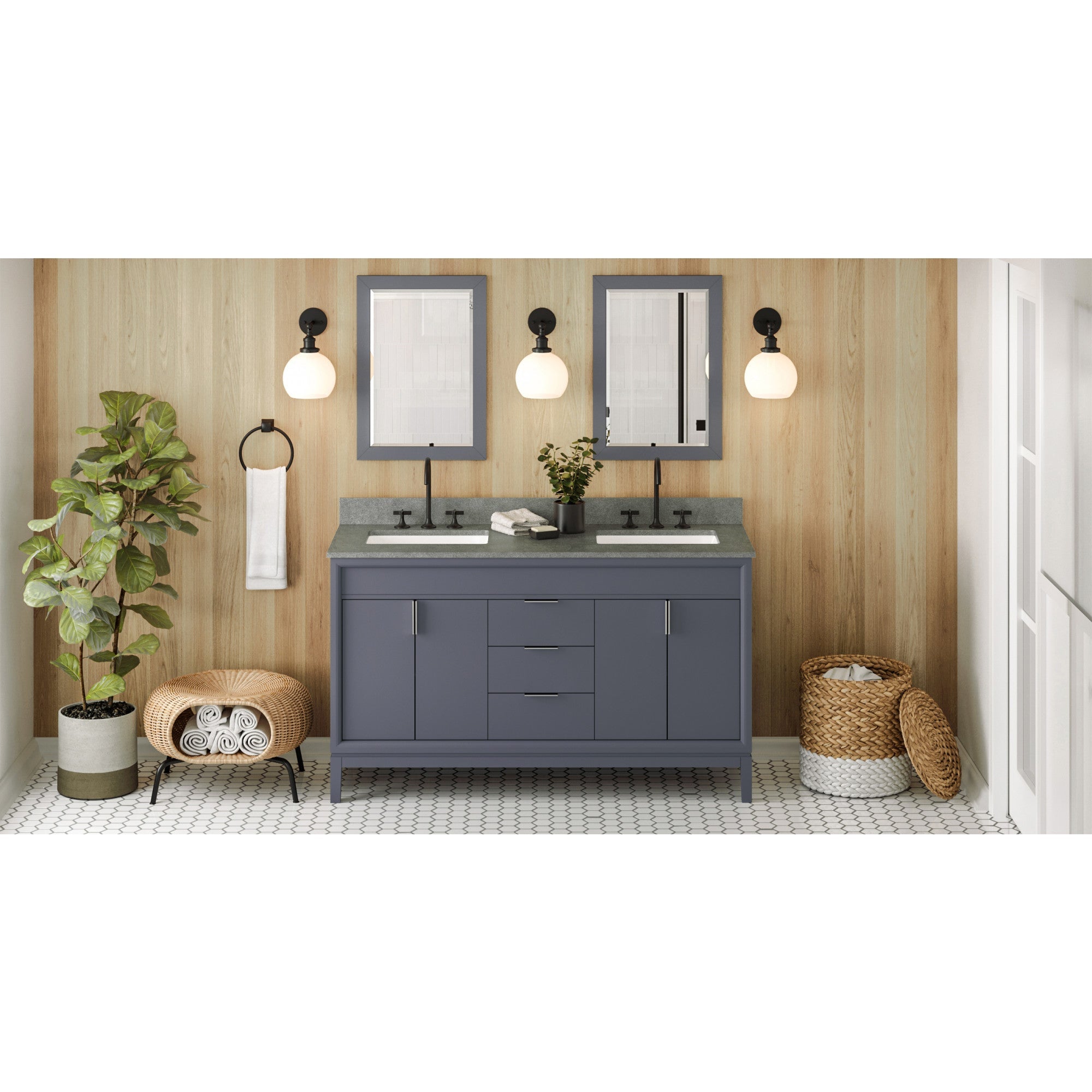 60" Theodora Vanity – Double Bowl – Blue Steel
