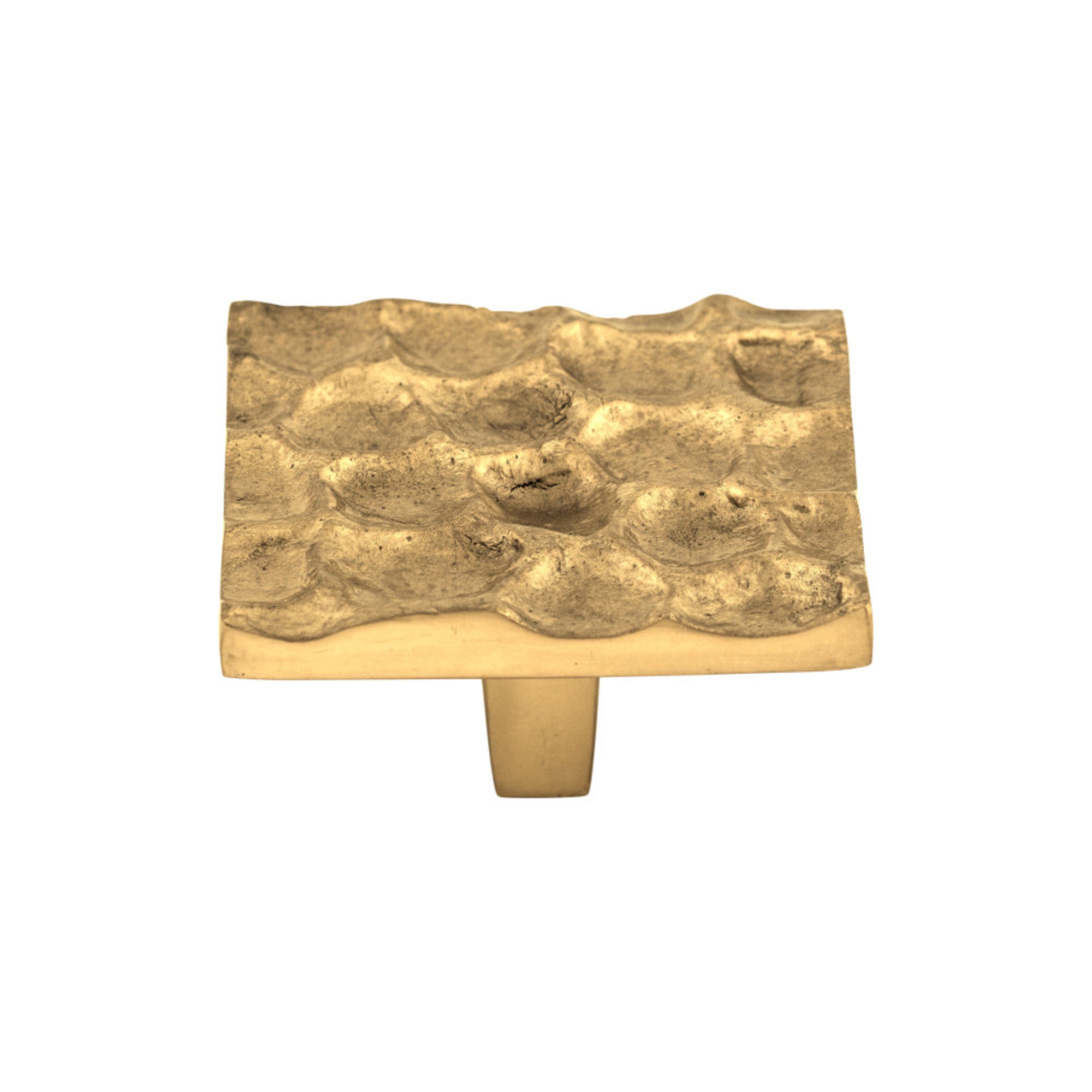 Cobblestone 1 15/16" Length Square Knob - Polished Brass