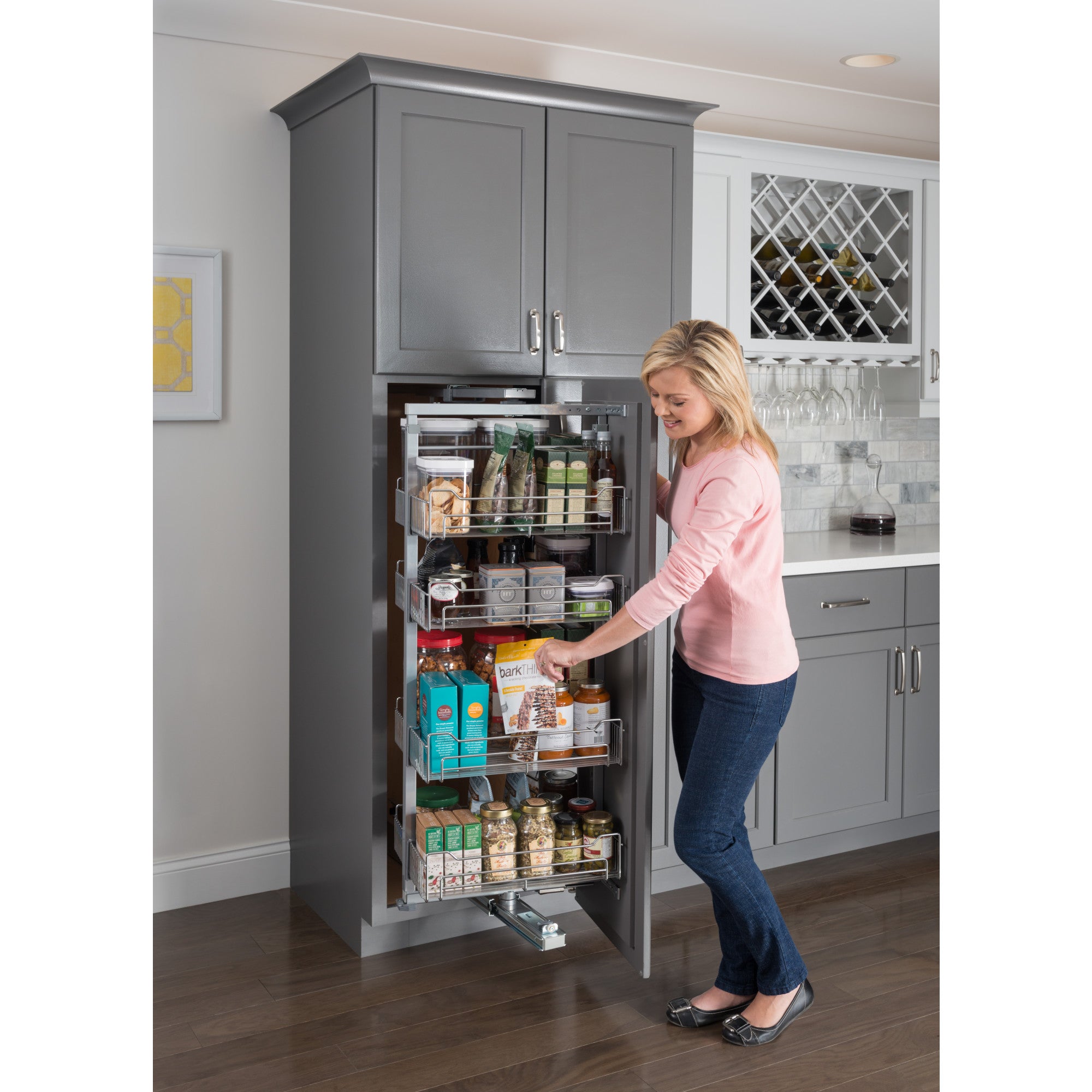 12" Wide 86" Tall Chrome Wire Soft-close Pantry Swingout